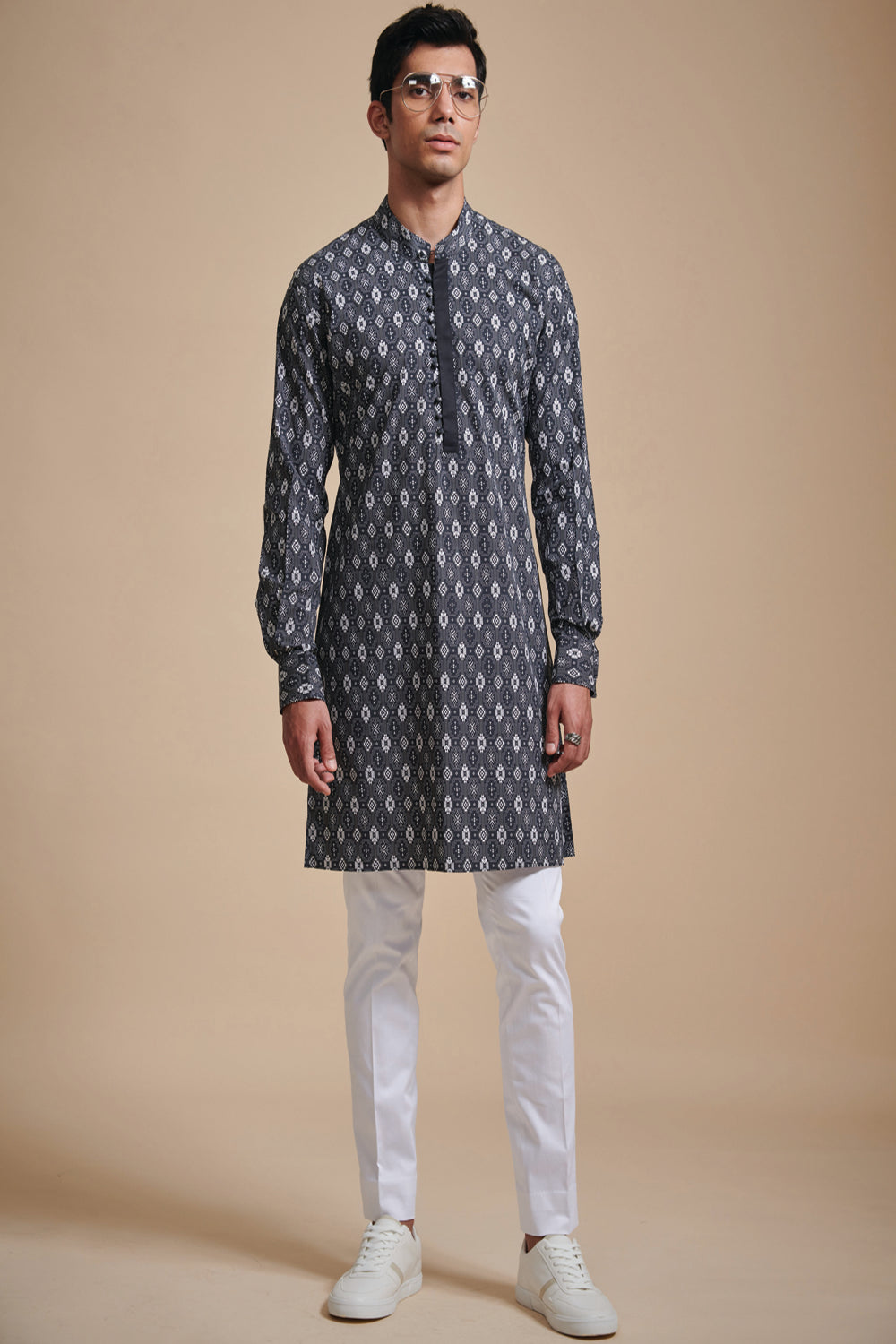 The Geomteric Printed Kurta - Auraya Fashion - Raghavendra Rathore - #tag1# - #tag2# - #tag3# - #tag3#