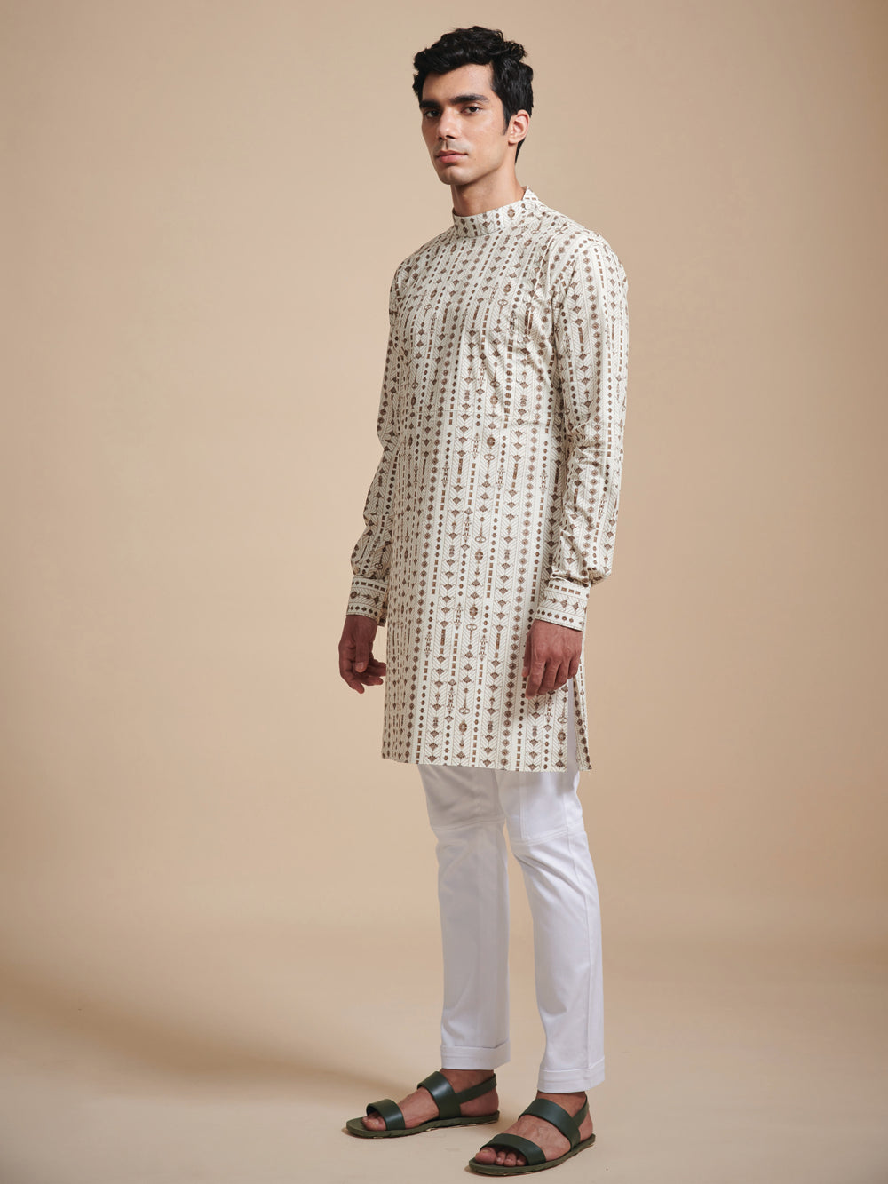 The Linear Print Short Kurta - Auraya Fashion -  - #tag1# - #tag2# - #tag3# - #tag3#