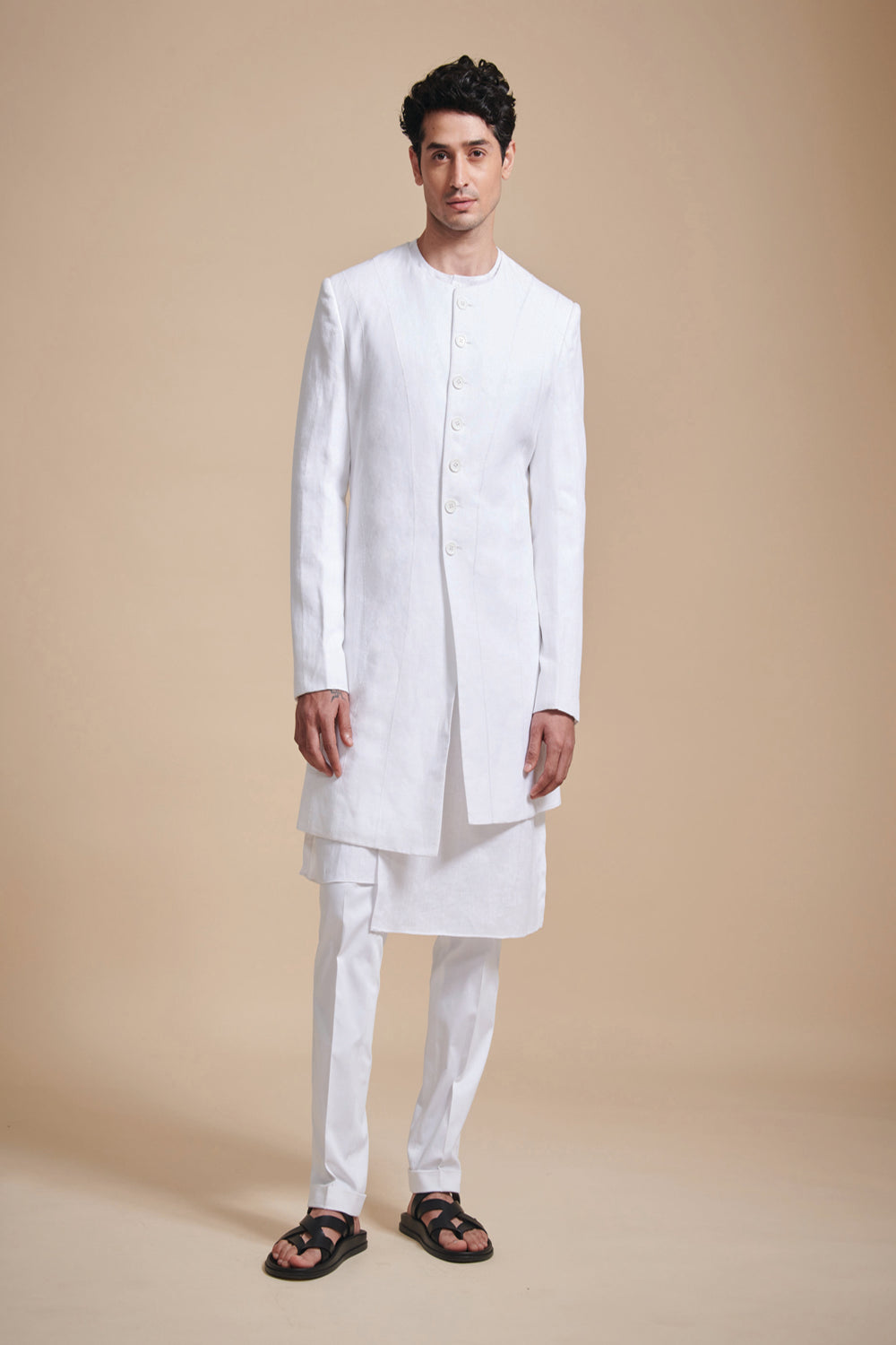 The Round Neck Asymmetric Achkan