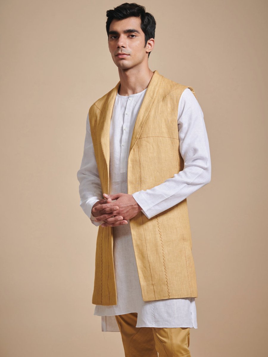 The Lapel Long Waistcoat - Auraya Fashion - Raghavendra Rathore - #tag1# - #tag2# - #tag3# - #tag3#