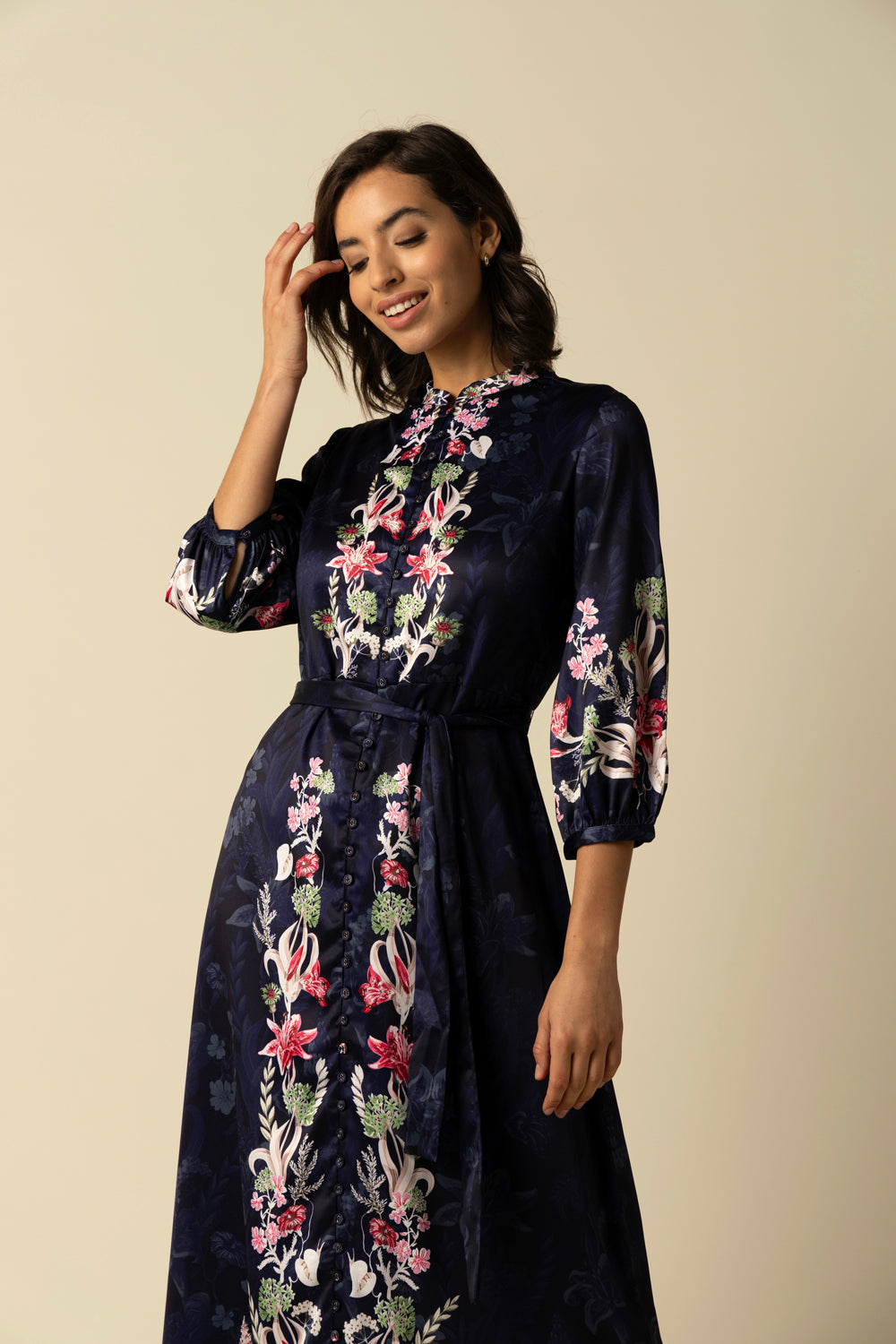 Bria Navy Dress - Auraya Fashion 