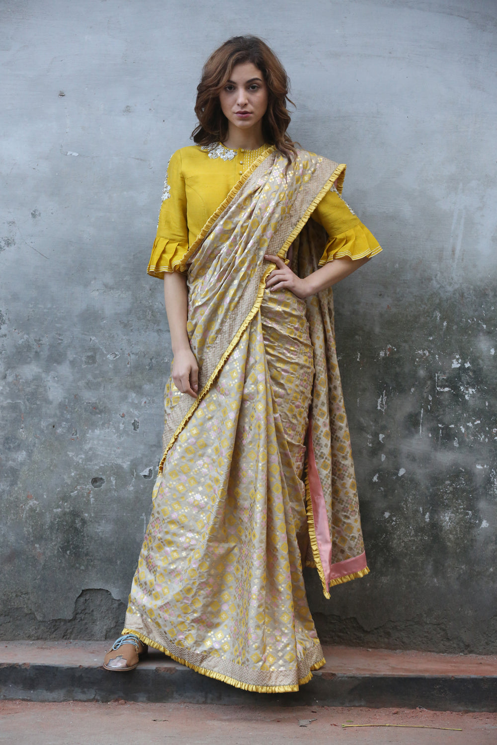 Beige Gold  Saree Only