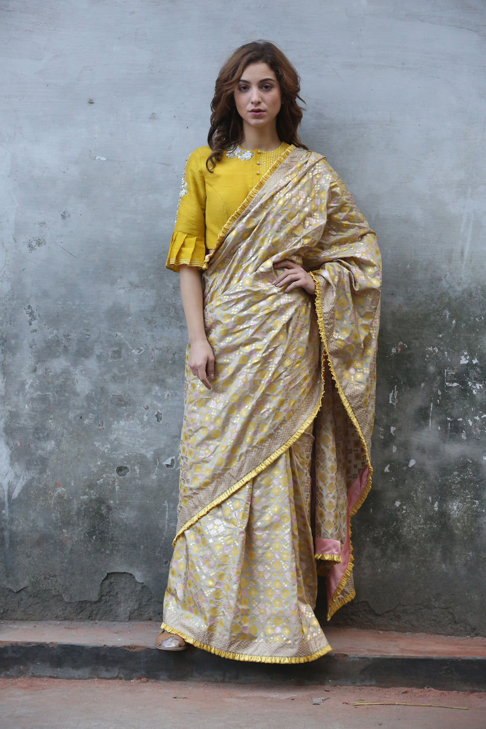 Beige Gold  Saree Only