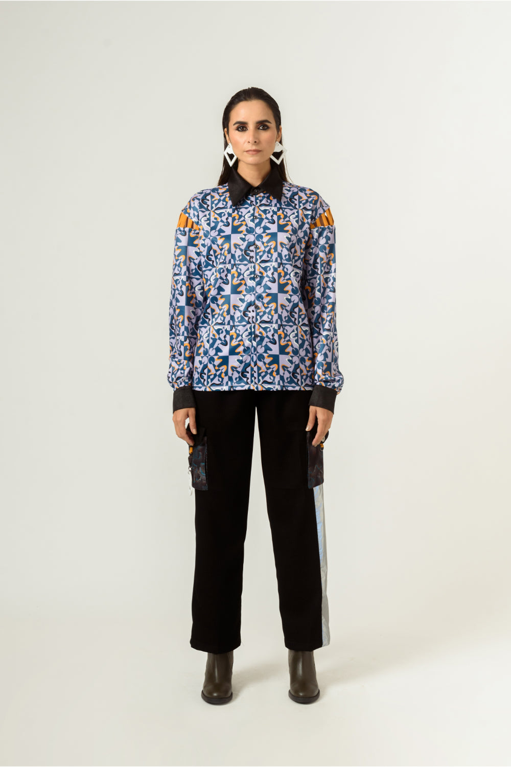 Unisex Ennui Print Shoulder Detailed Shirt