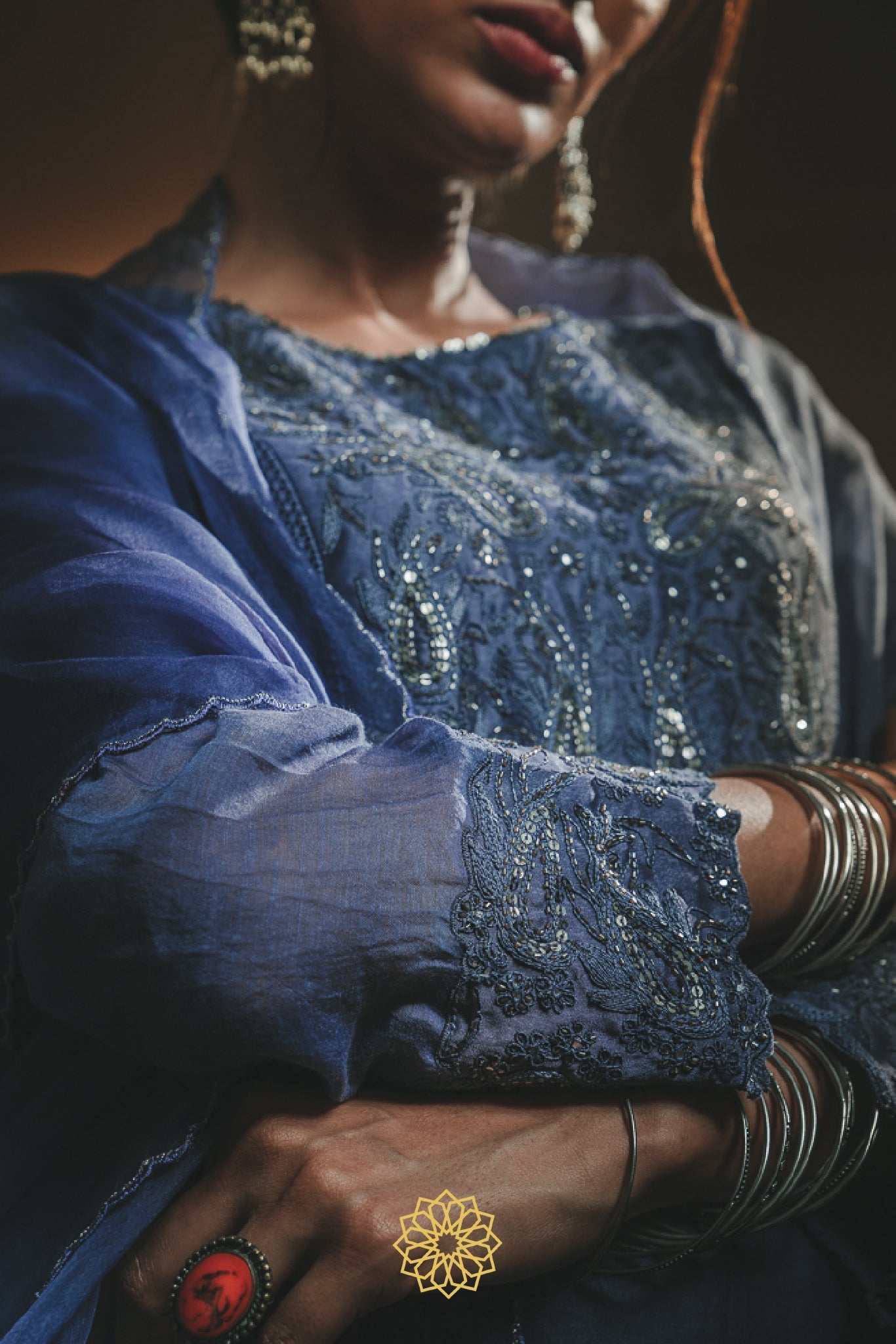 SAPPHIRE BLUE EMBROIDERED ANARKALI SET