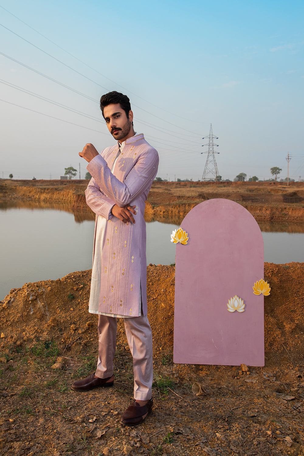 Lush Lavender Sherwani Set - Auraya Fashion - Runit Gupta - #tag1# - #tag2# - #tag3# - #tag3#