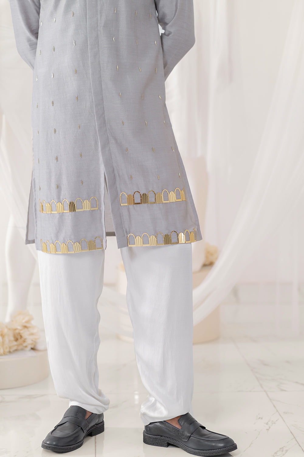 Grey Khidki Kurta Set