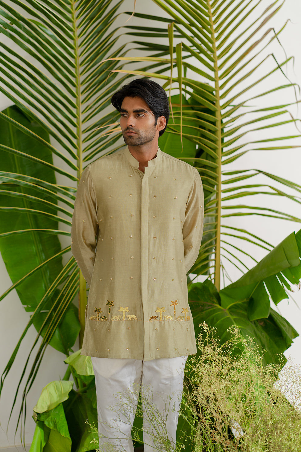 Khaki Heritage Short Kurta Set