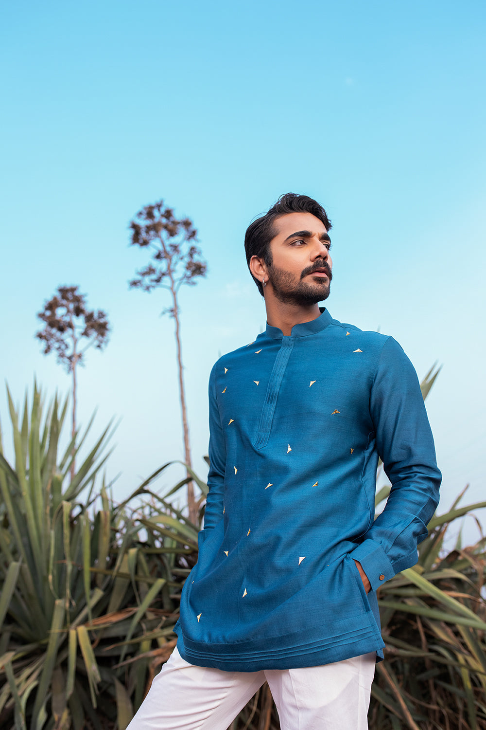 Navy Blue Abstract Short Kurta Set