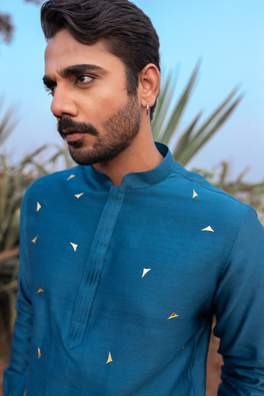 Navy Blue Abstract Short Kurta Set