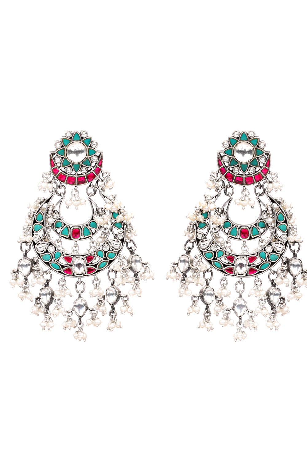 Silver Isha Kundan Earrings