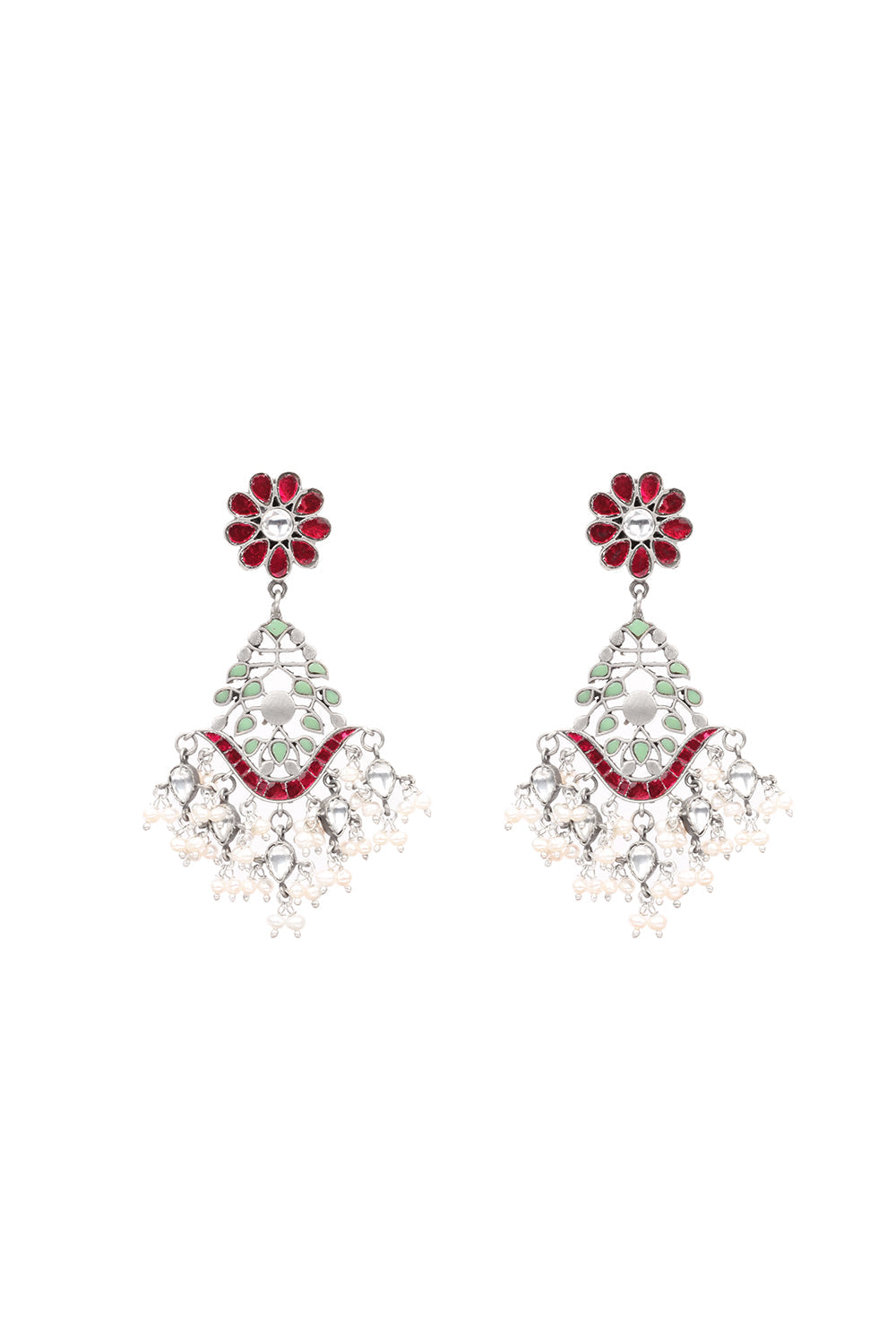 Silver Elena Kundan Earrings