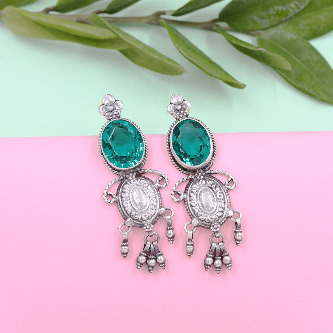 Image of Delicate Silver Earrings Adorned with Vibrant Hydro Gemstones