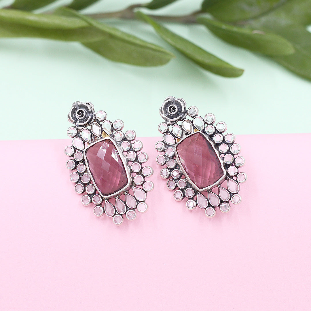 Image of Unique Silver Earrings with Exquisite Hydro Gemstones