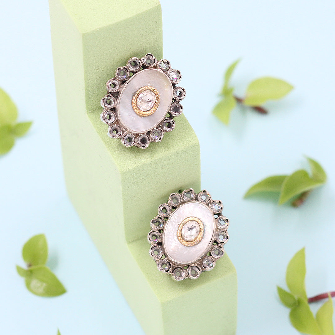 Image of Artisan Elegance: Silver Handmade Stud Earrings