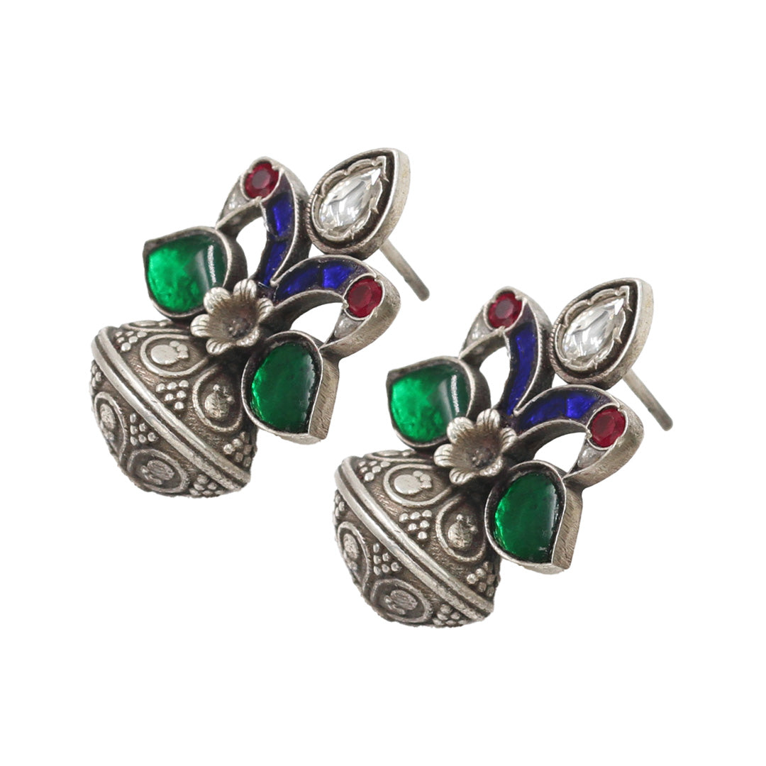 Graceful Art: Sangeeta Boochra Silver Handcrafted Earrings