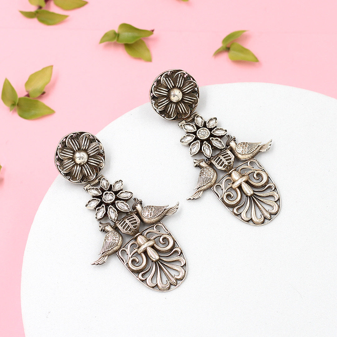 Classic Radiance: Sangeeta Boochra Silver Handcrafted Earrings