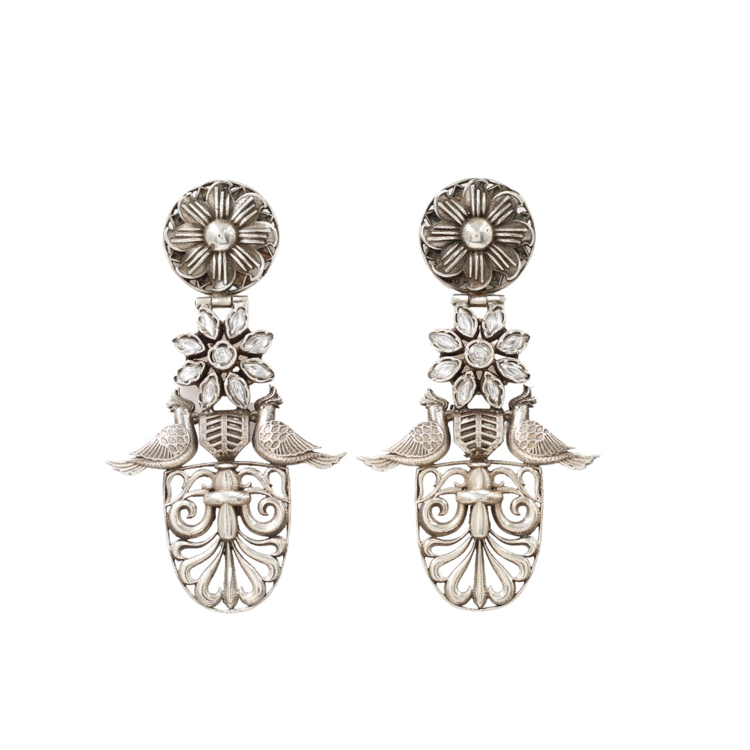 Classic Radiance: Sangeeta Boochra Silver Handcrafted Earrings