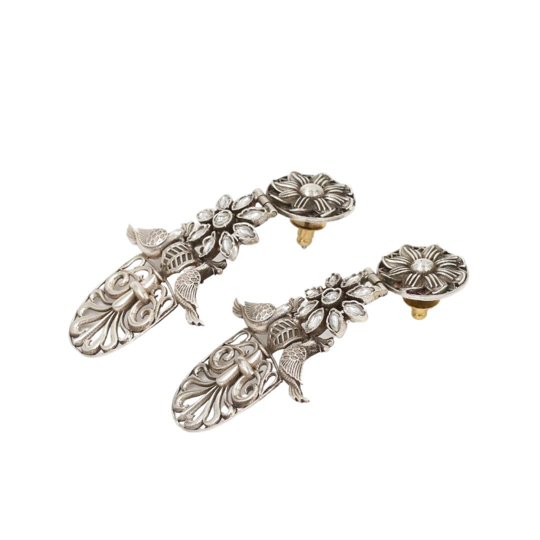 Classic Radiance: Sangeeta Boochra Silver Handcrafted Earrings