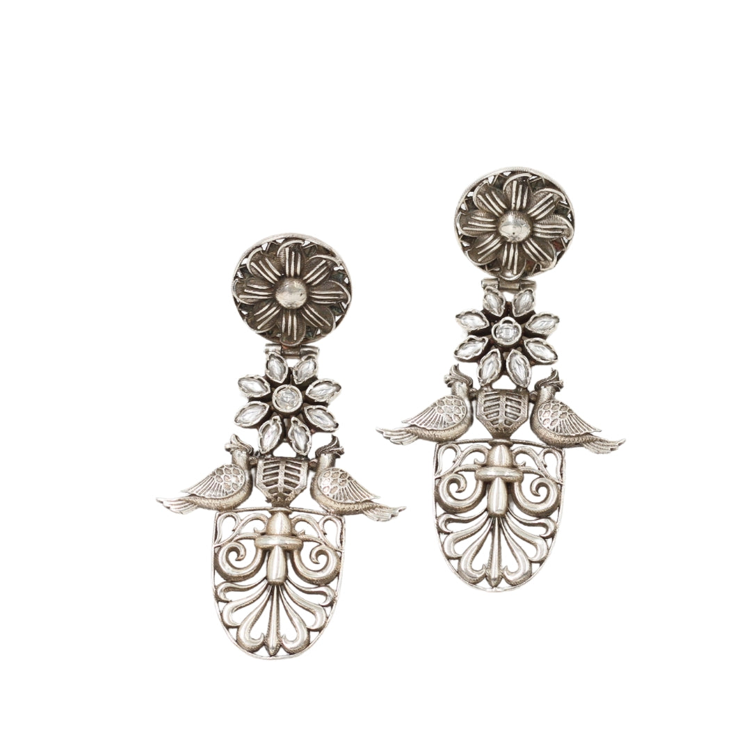 Classic Radiance: Sangeeta Boochra Silver Handcrafted Earrings