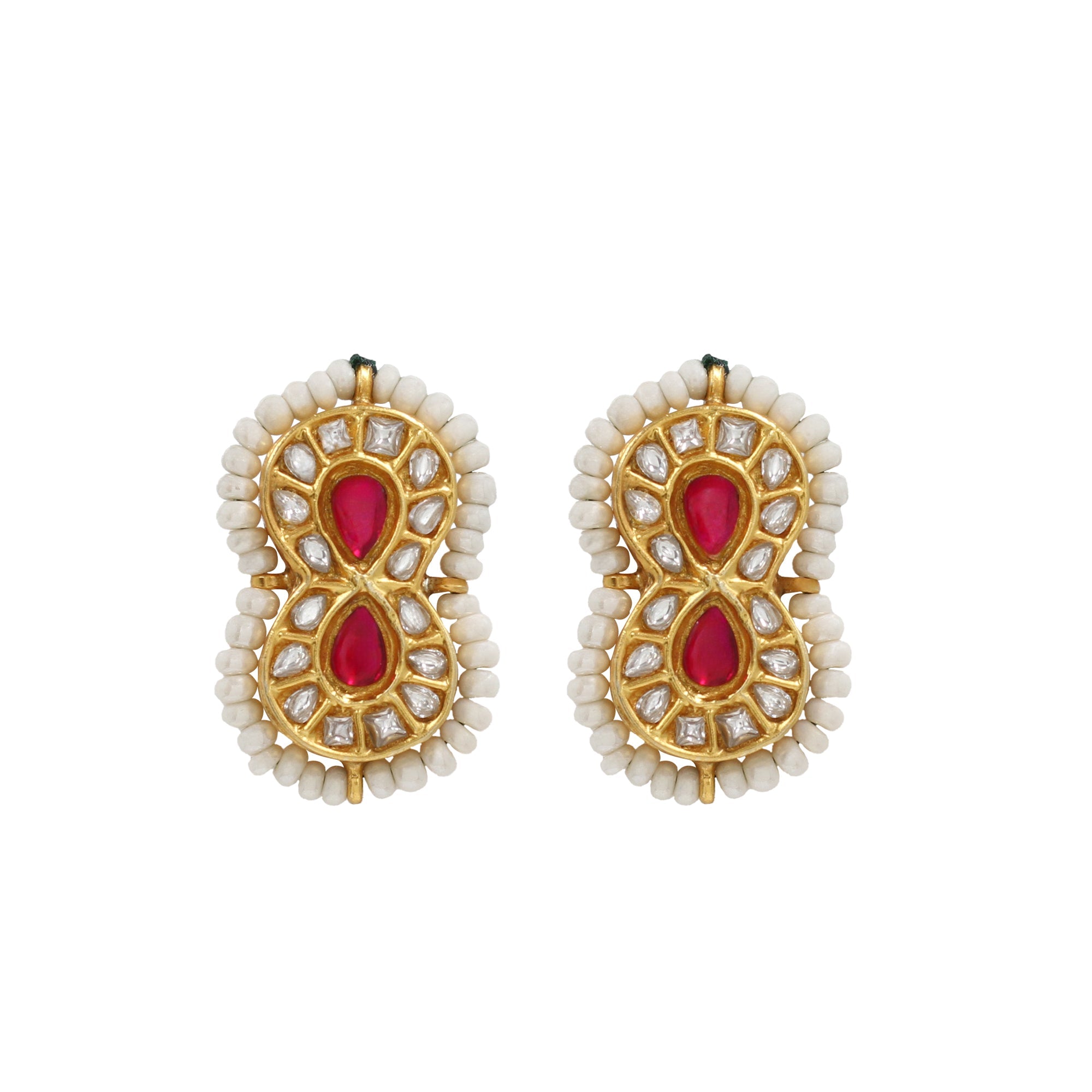 Regal Radiance: Sangeeta Boochra Gold-Plated Kundan Earrings