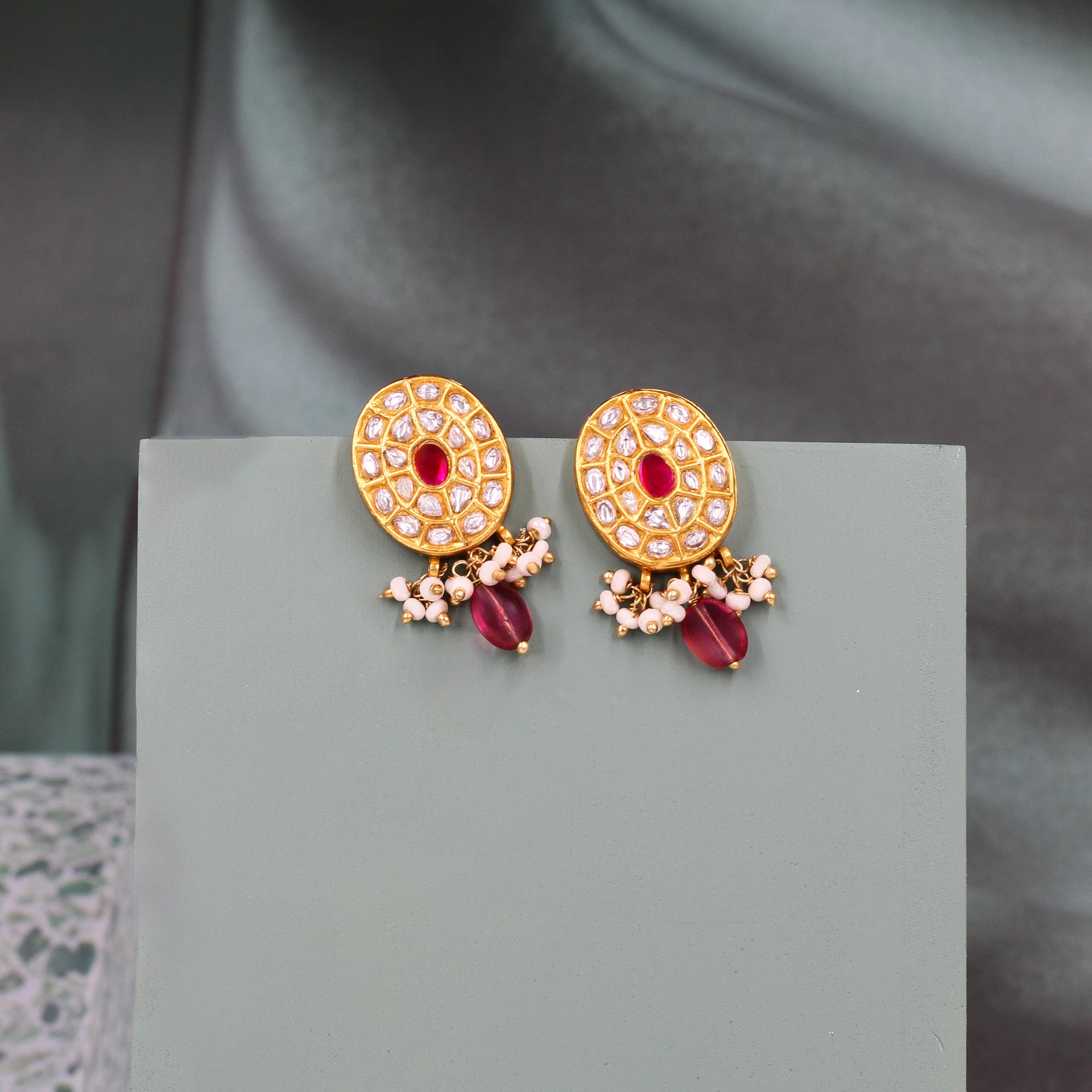 Golden Grace: Kundan-Studded Earrings by Sangeeta Boochra