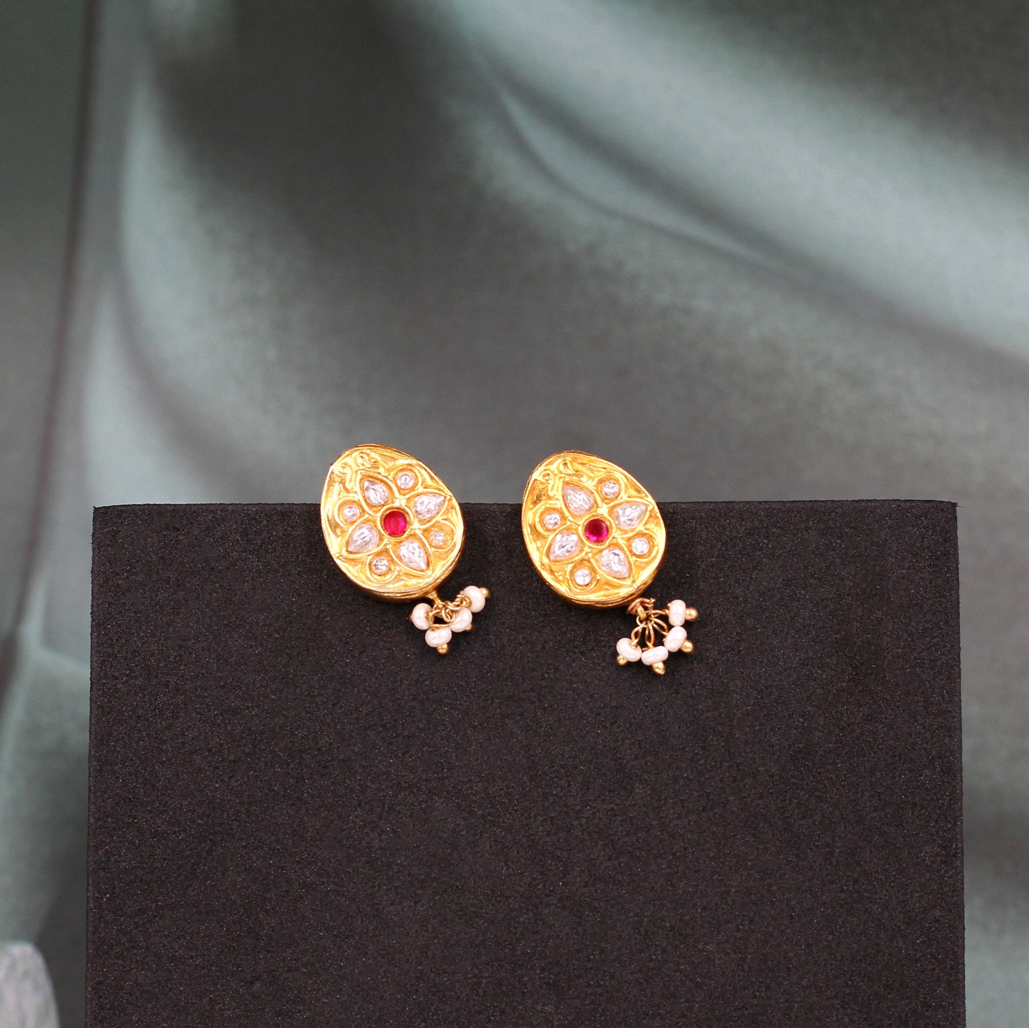 Ornate Splendor: Sangeeta Boochra Gold-Plated Kundan Earrings