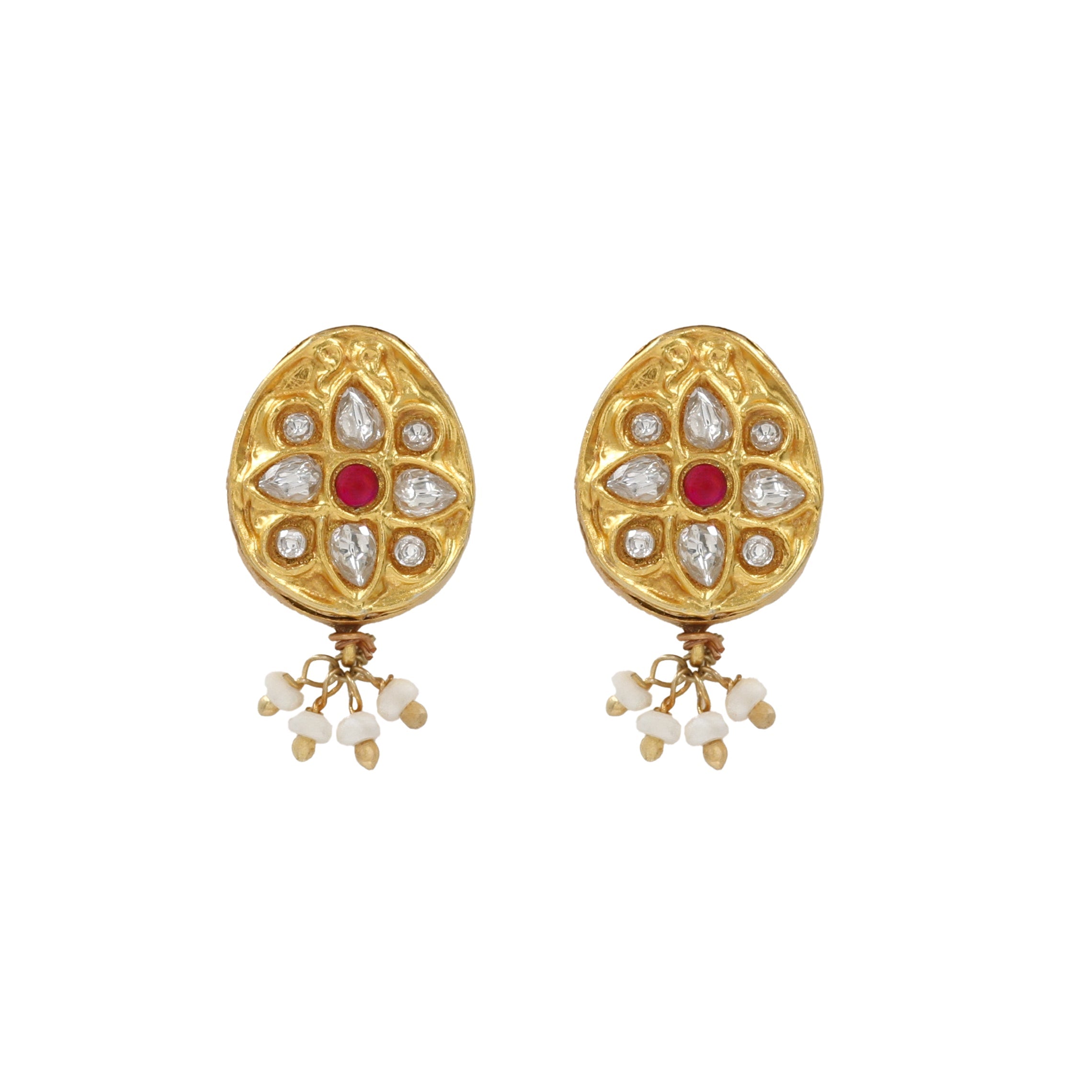 Ornate Splendor: Sangeeta Boochra Gold-Plated Kundan Earrings