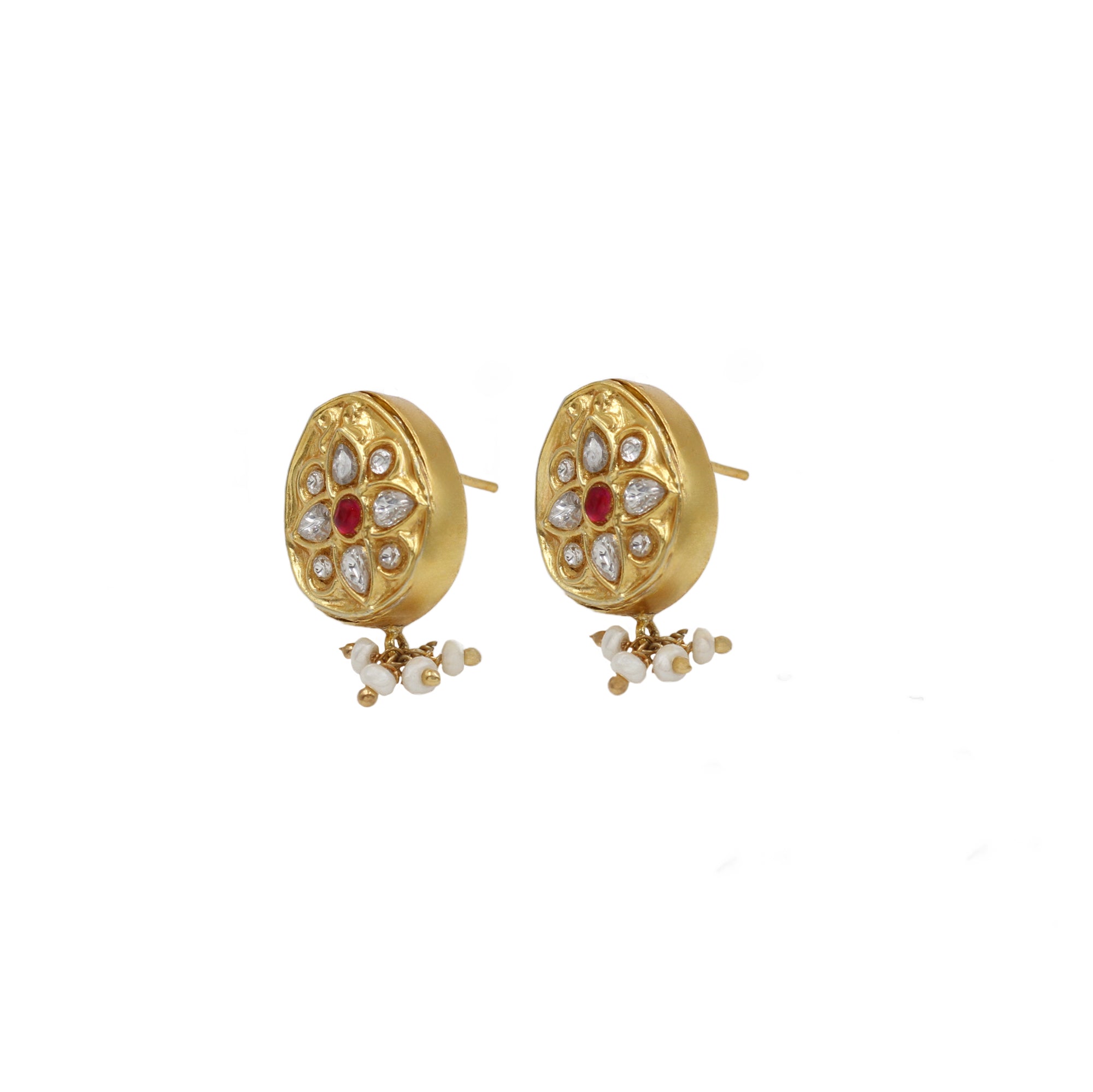 Ornate Splendor: Sangeeta Boochra Gold-Plated Kundan Earrings