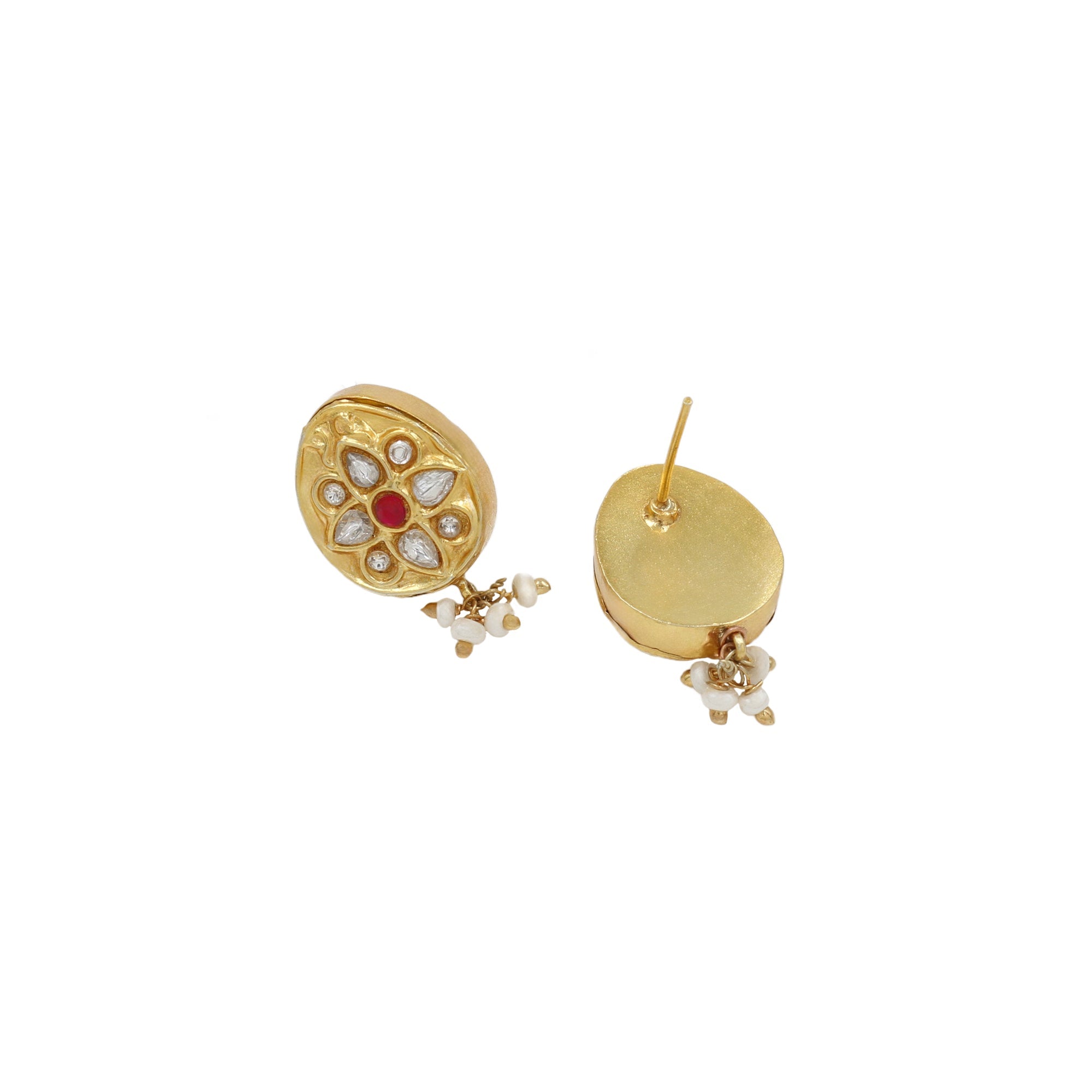 Ornate Splendor: Sangeeta Boochra Gold-Plated Kundan Earrings