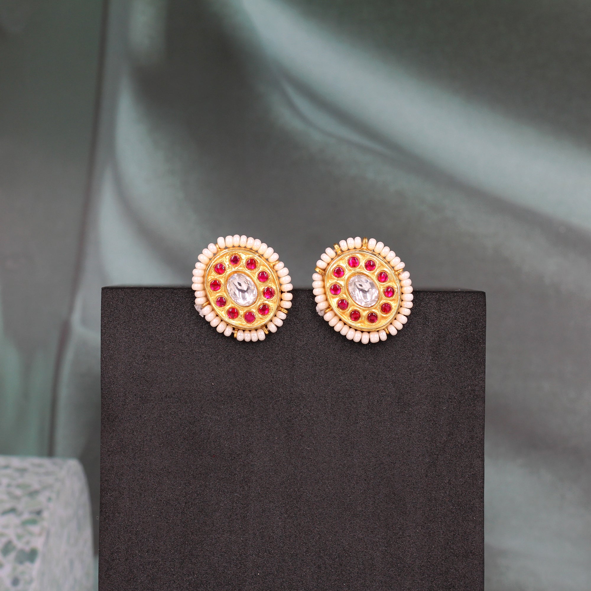 Sophisticated Shine: Gold-Plated Kundan Earrings by Sangeeta Boochra