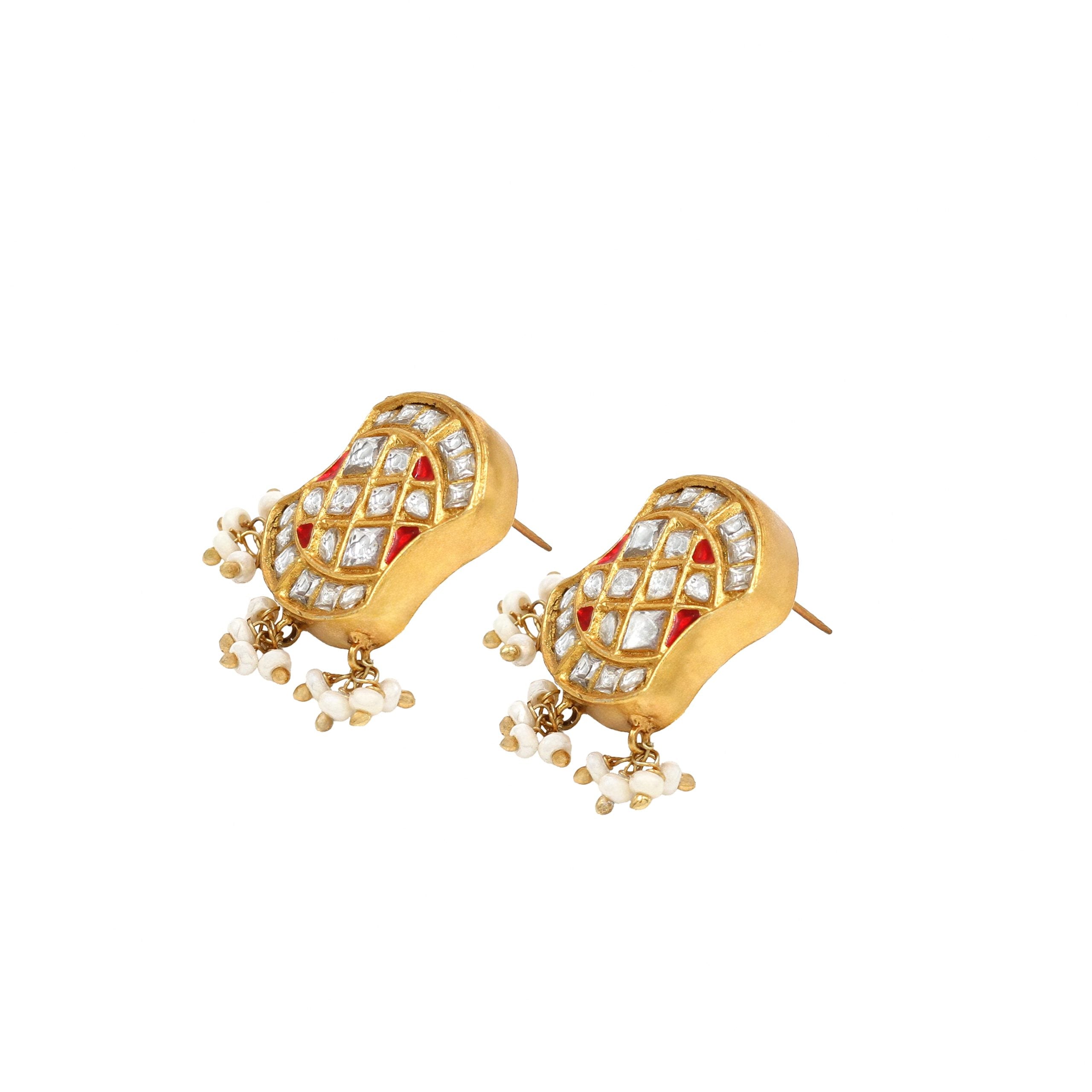 Luxe Grace: Gold-Plated Kundan Earrings by Sangeeta Boochra