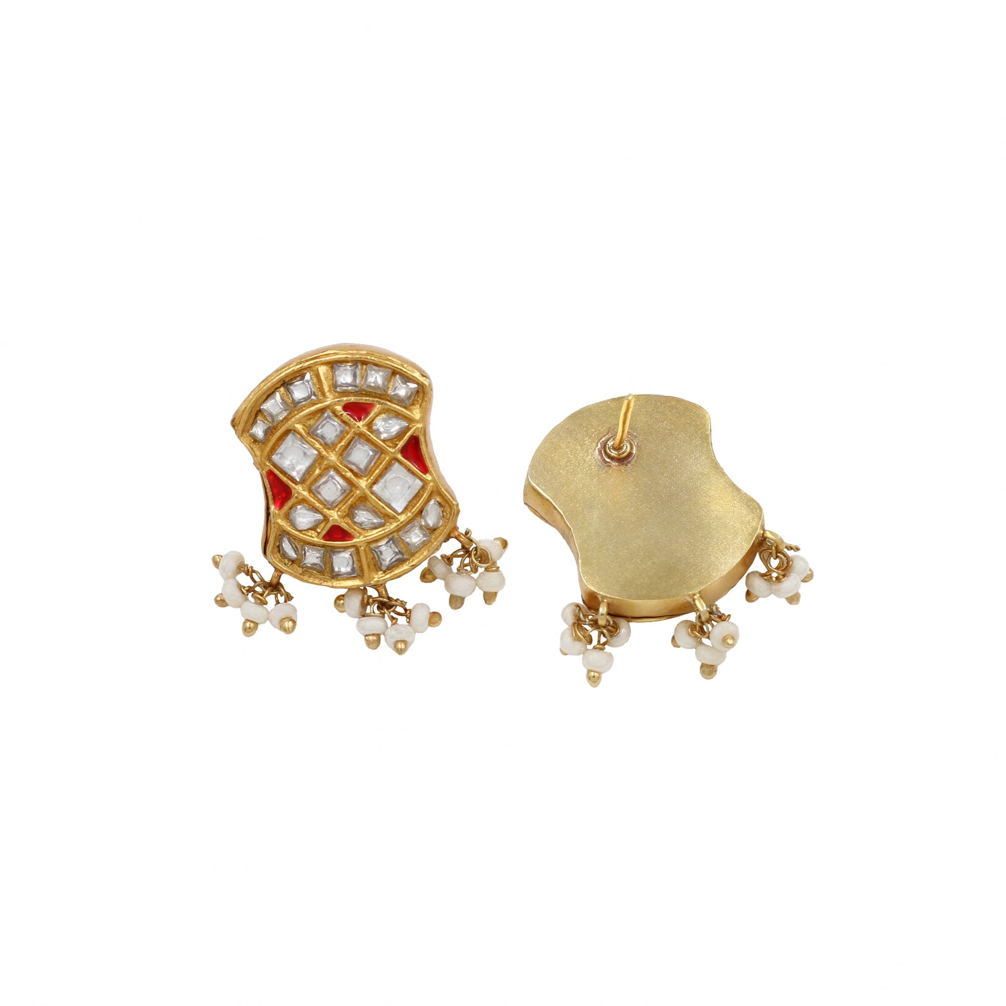 Luxe Grace: Gold-Plated Kundan Earrings by Sangeeta Boochra