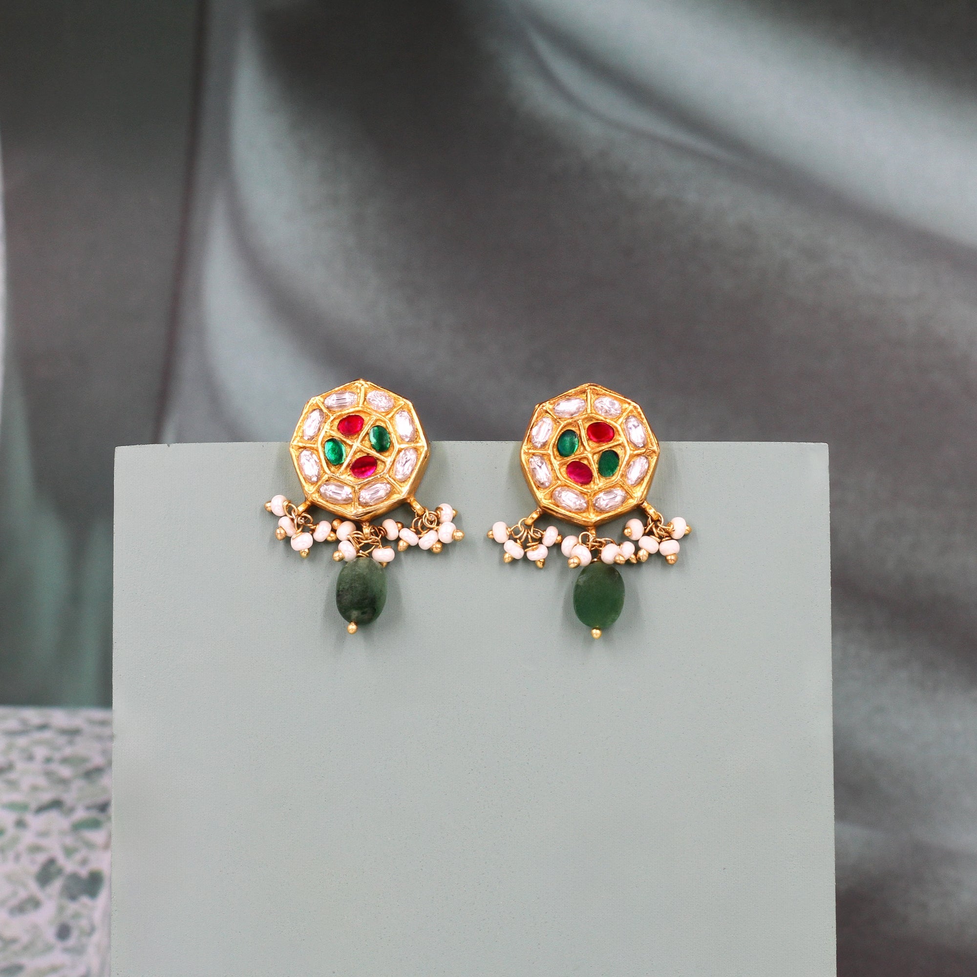 Graceful Luxe: Gold-Plated Kundan Earrings by Sangeeta Boochra