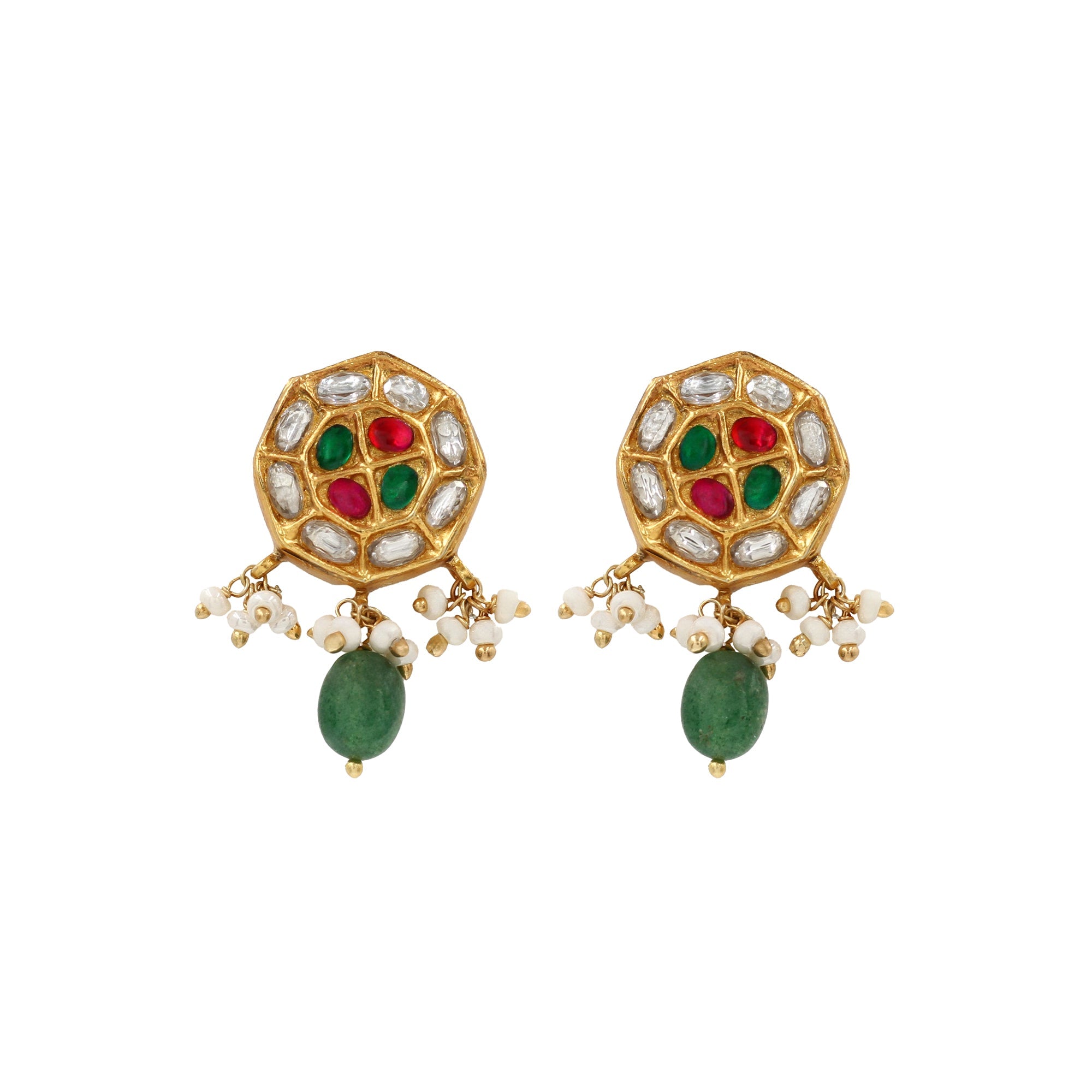 Graceful Luxe: Gold-Plated Kundan Earrings by Sangeeta Boochra