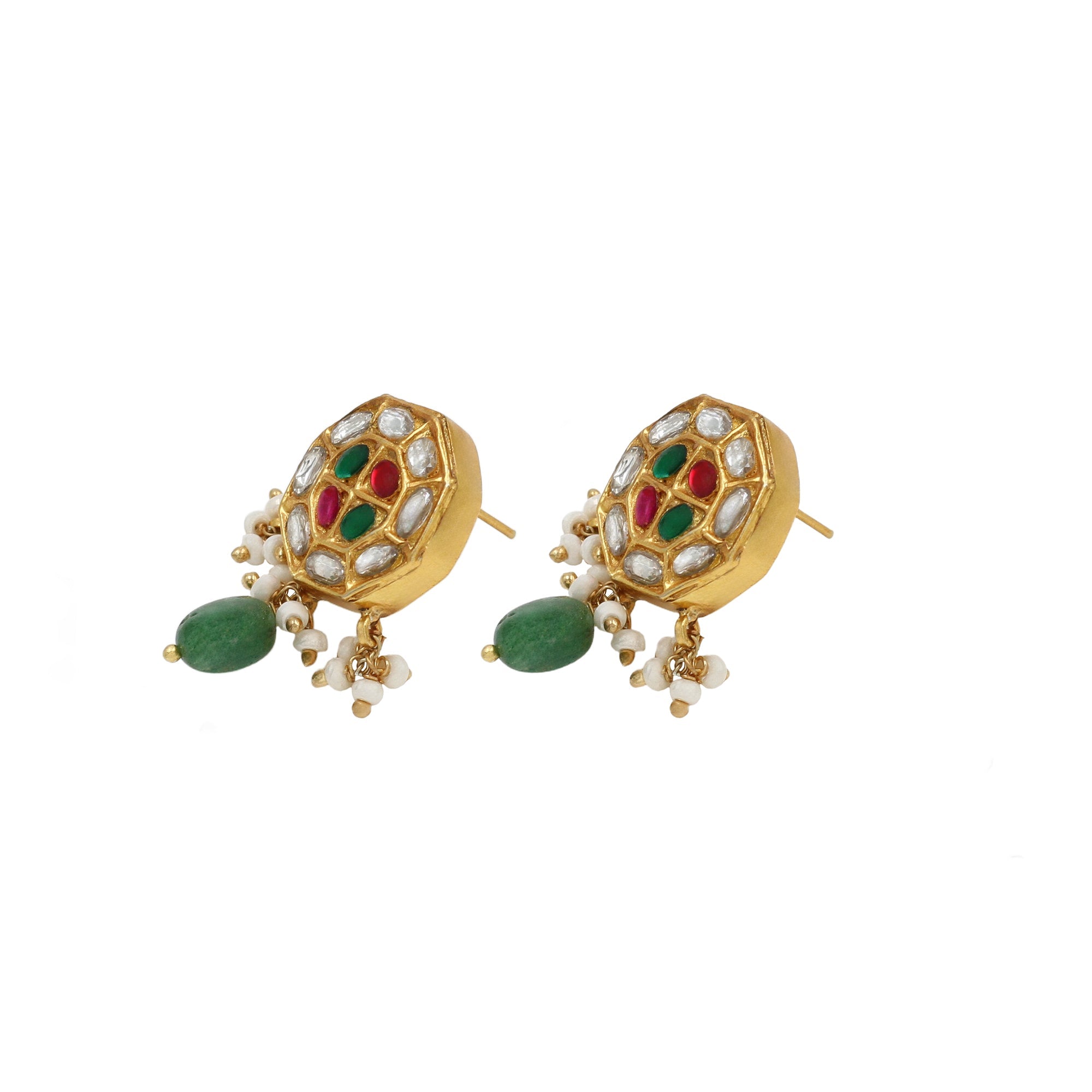 Graceful Luxe: Gold-Plated Kundan Earrings by Sangeeta Boochra