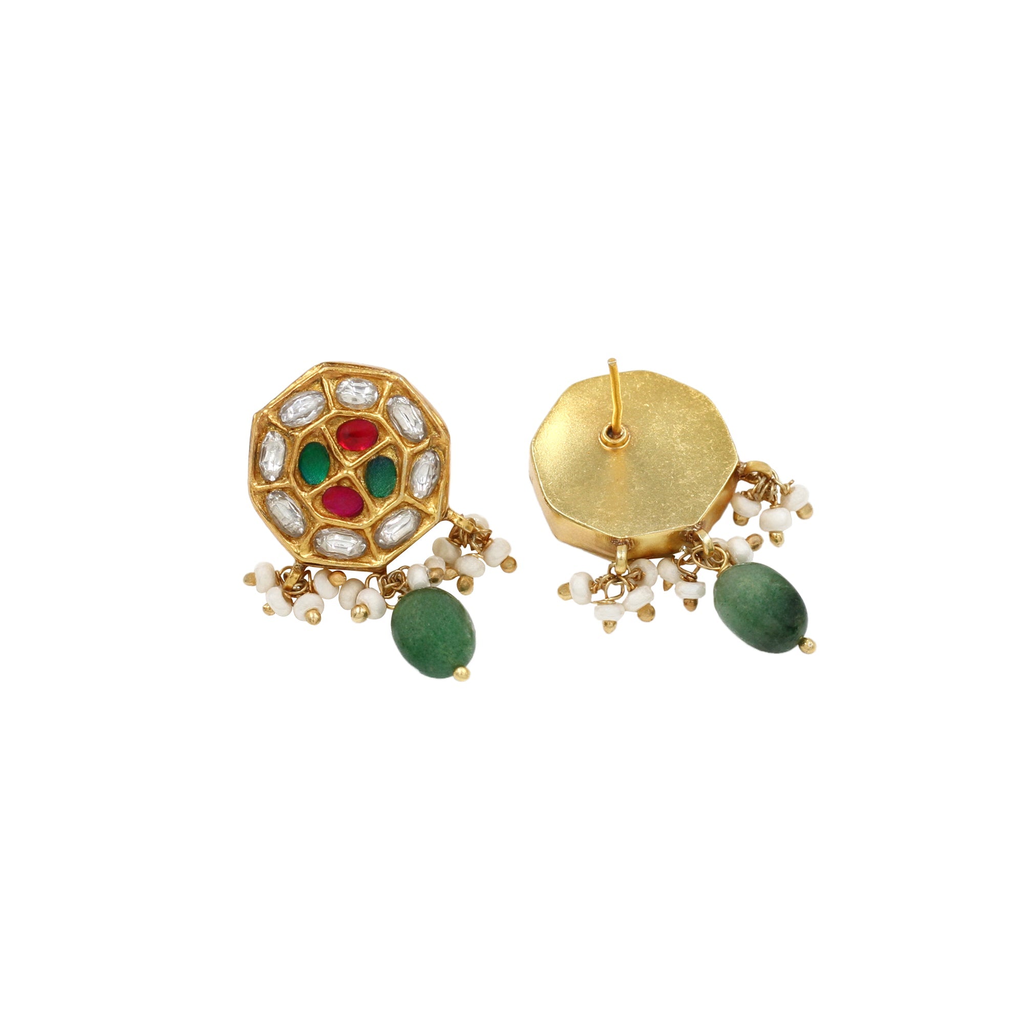 Graceful Luxe: Gold-Plated Kundan Earrings by Sangeeta Boochra