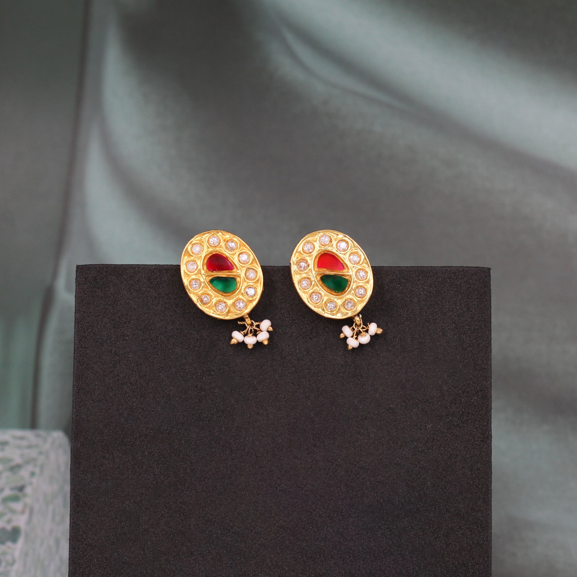 Luxe Radiance: Gold-Plated Kundan Earrings by Sangeeta Boochra