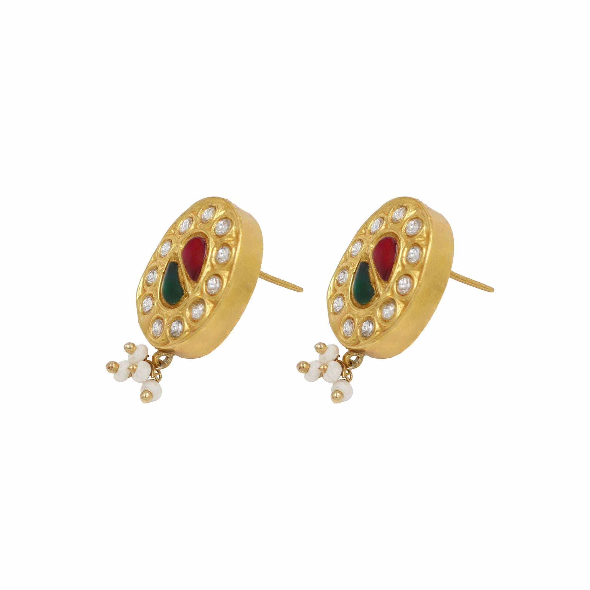 Luxe Radiance: Gold-Plated Kundan Earrings by Sangeeta Boochra