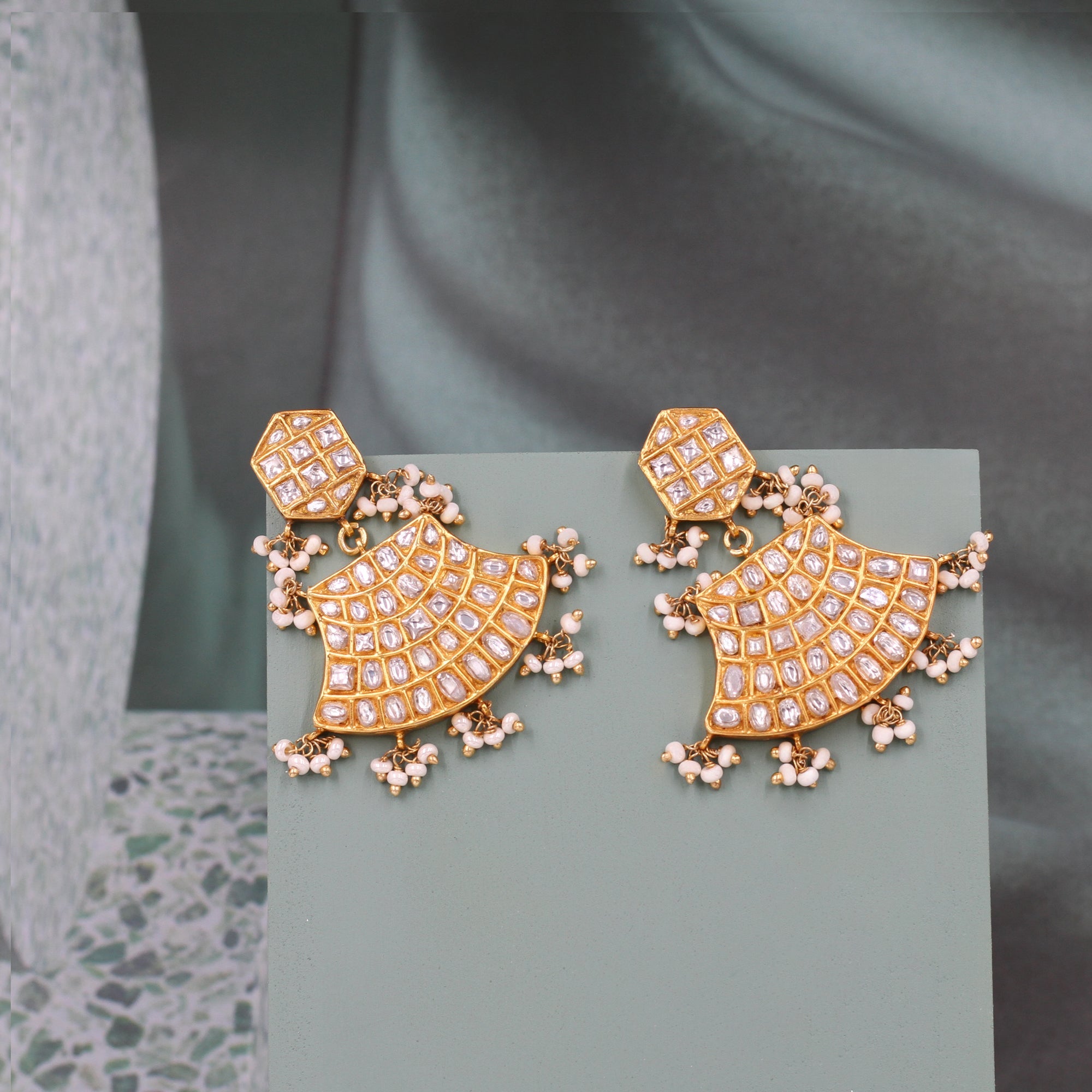 Radiant Gold: Sangeeta Boochra Kundan-Studded Earrings