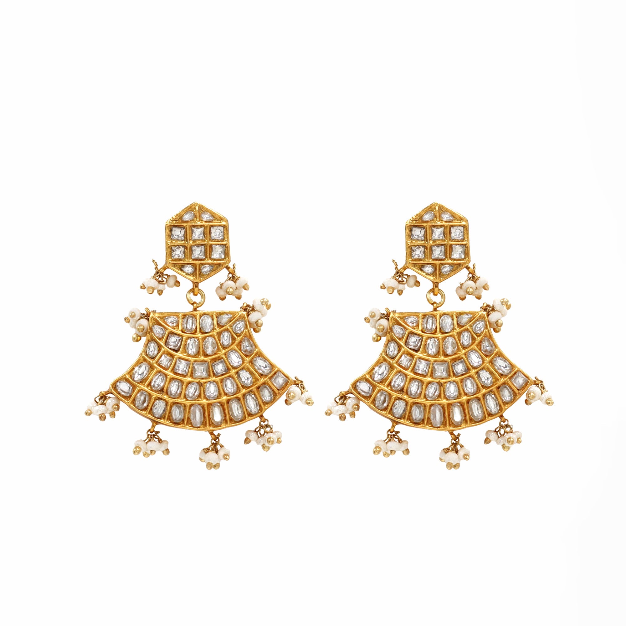 Radiant Gold: Sangeeta Boochra Kundan-Studded Earrings