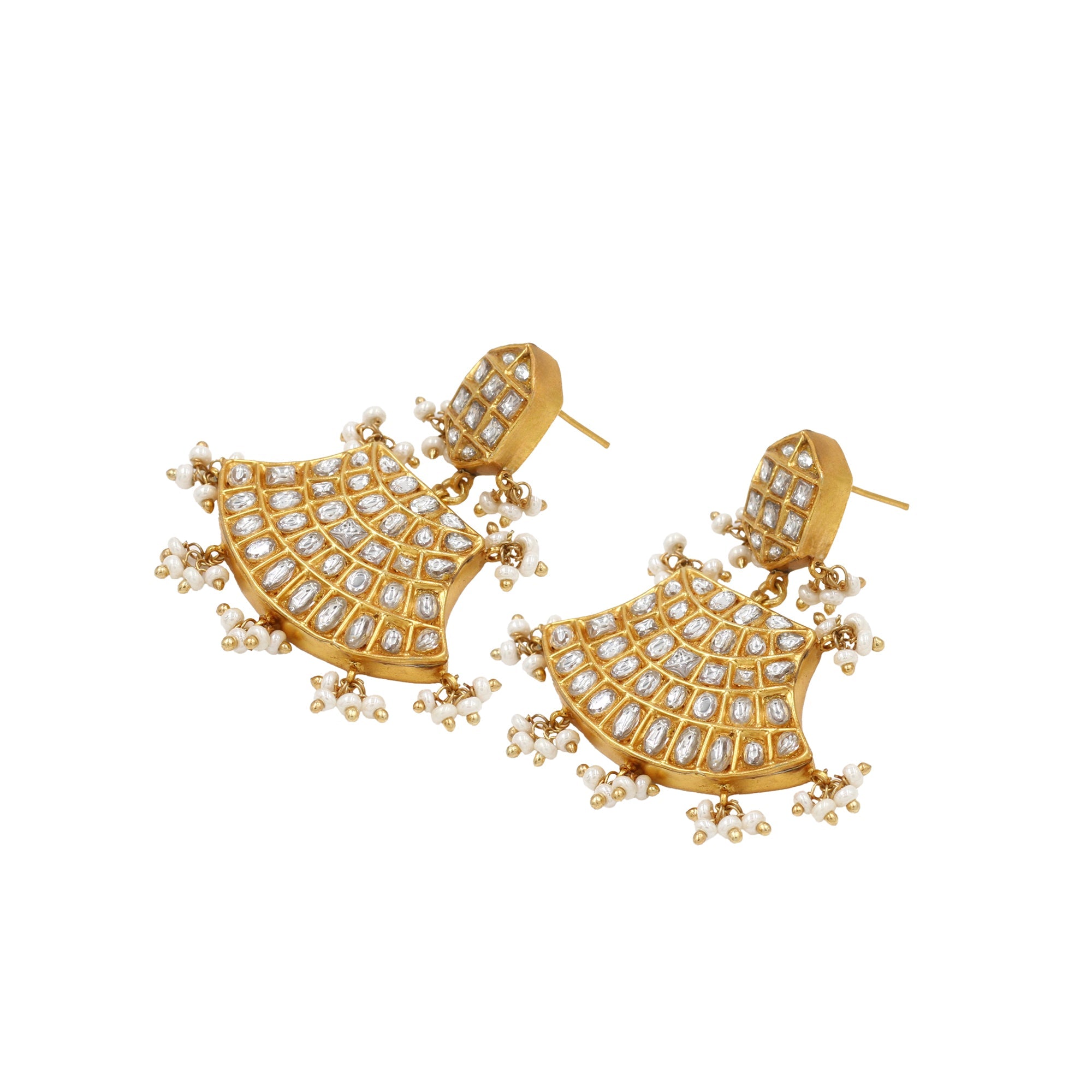 Radiant Gold: Sangeeta Boochra Kundan-Studded Earrings