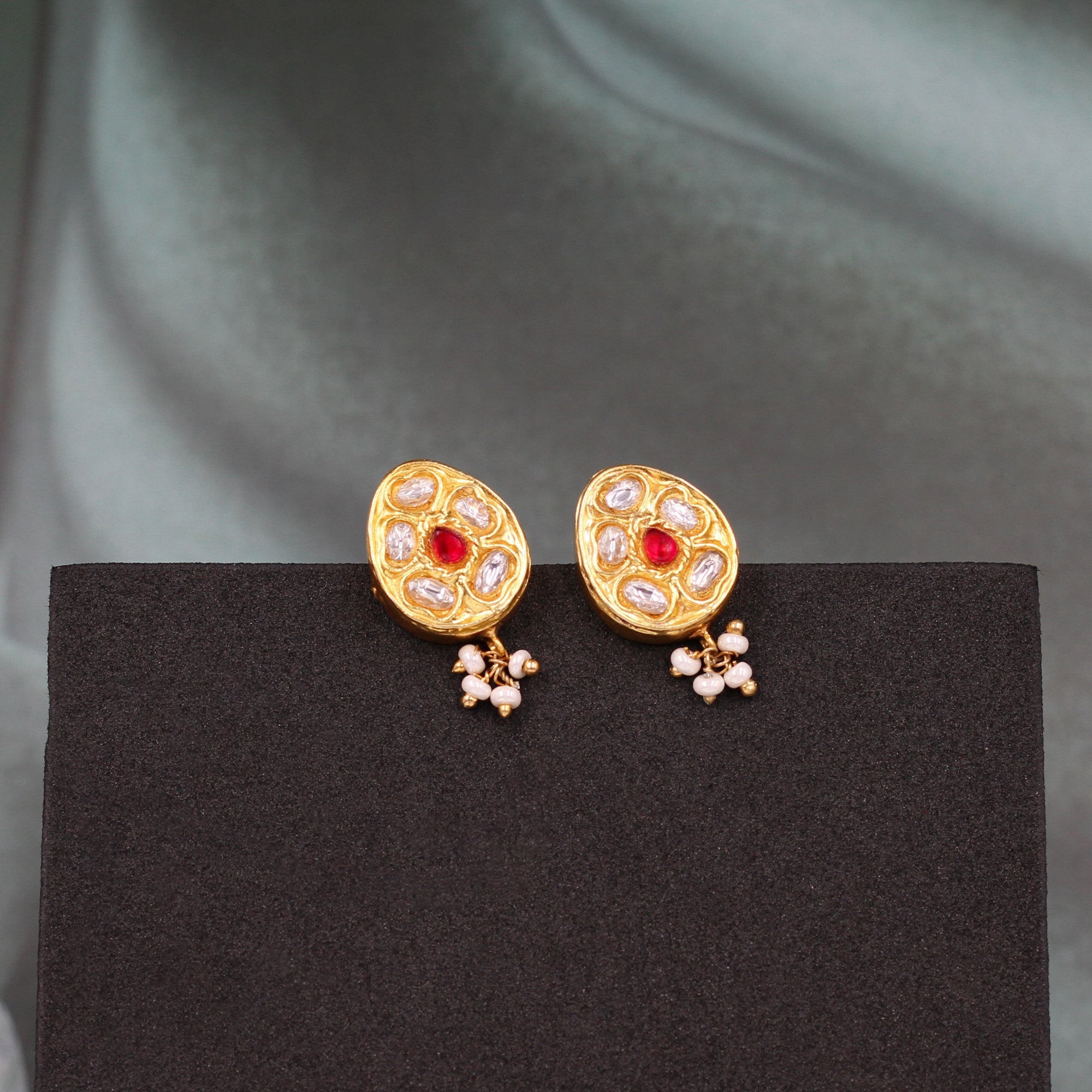 Shimmering Gold: Sangeeta Boochra Kundan-Studded Earrings