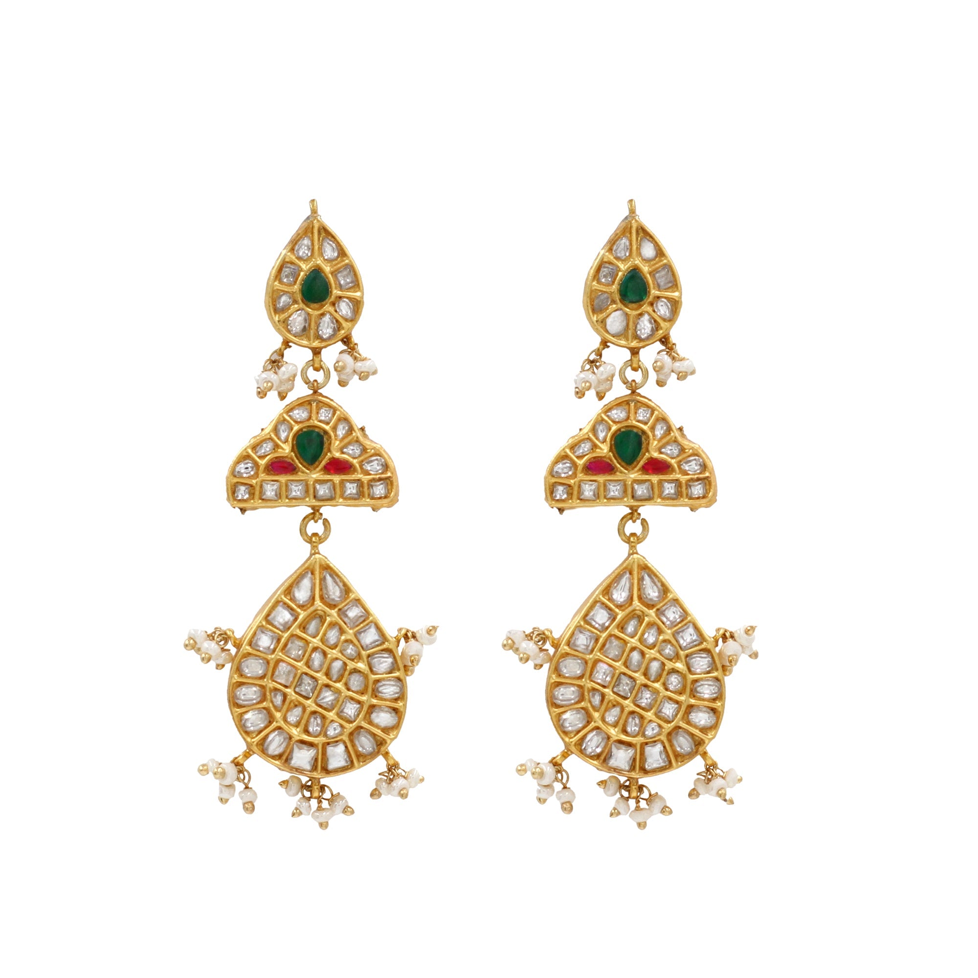 Golden Radiance: Kundan-Studded Earrings by Sangeeta Boochra