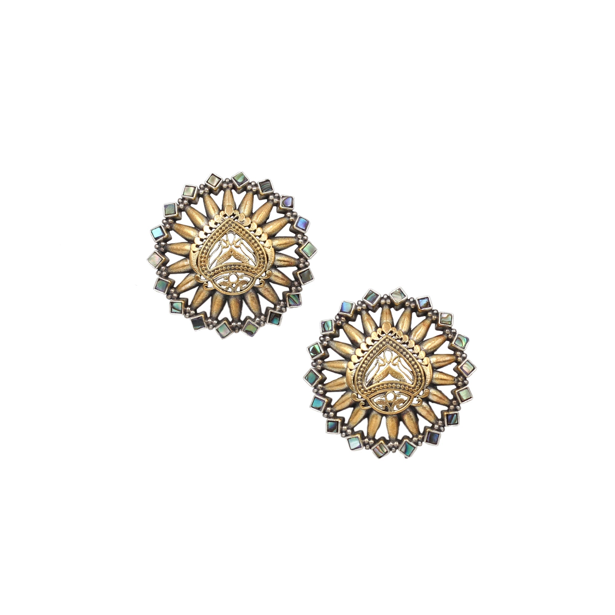 Luxe Shine: Sangeeta Boochra Gold-Plated Round Stud Earrings