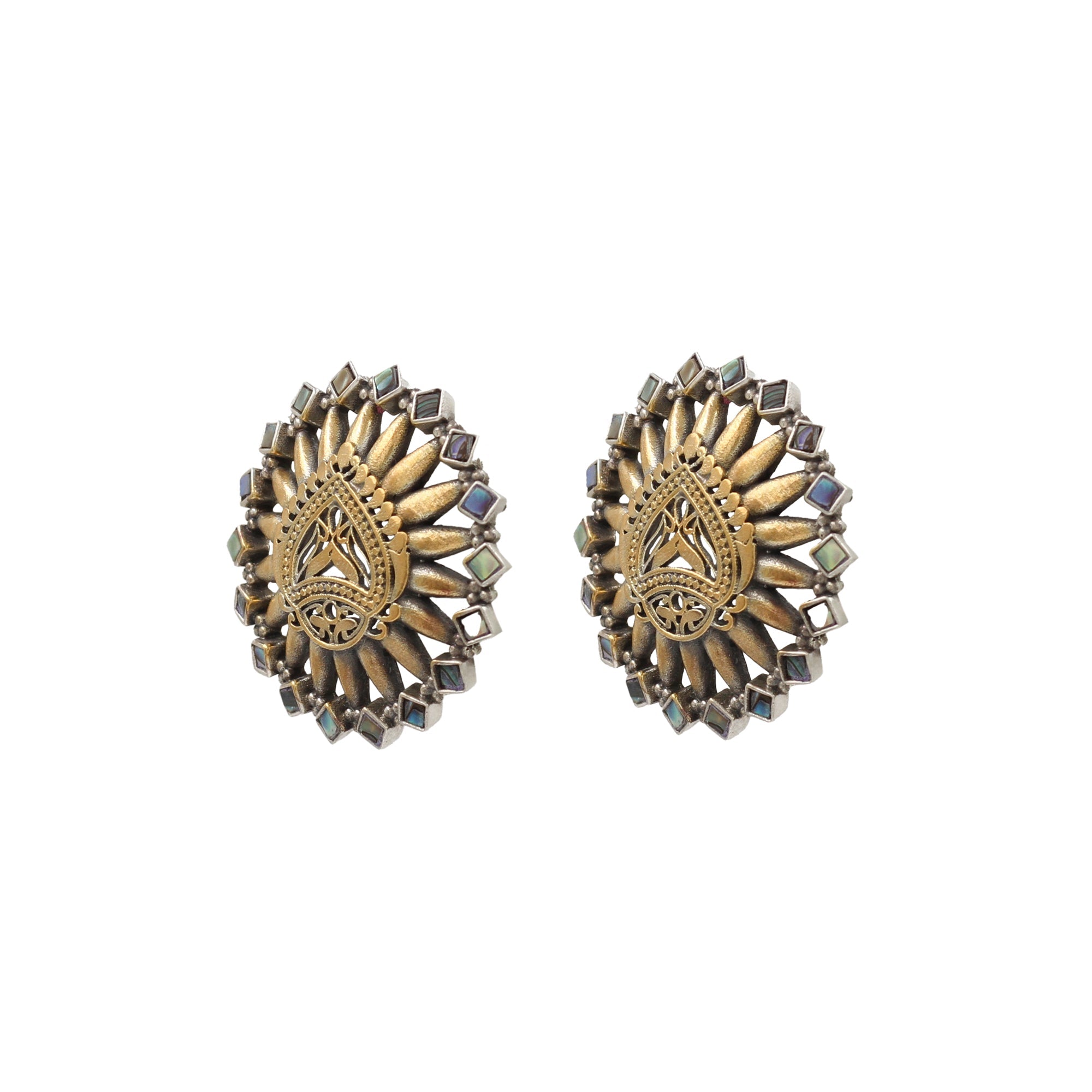 Luxe Shine: Sangeeta Boochra Gold-Plated Round Stud Earrings