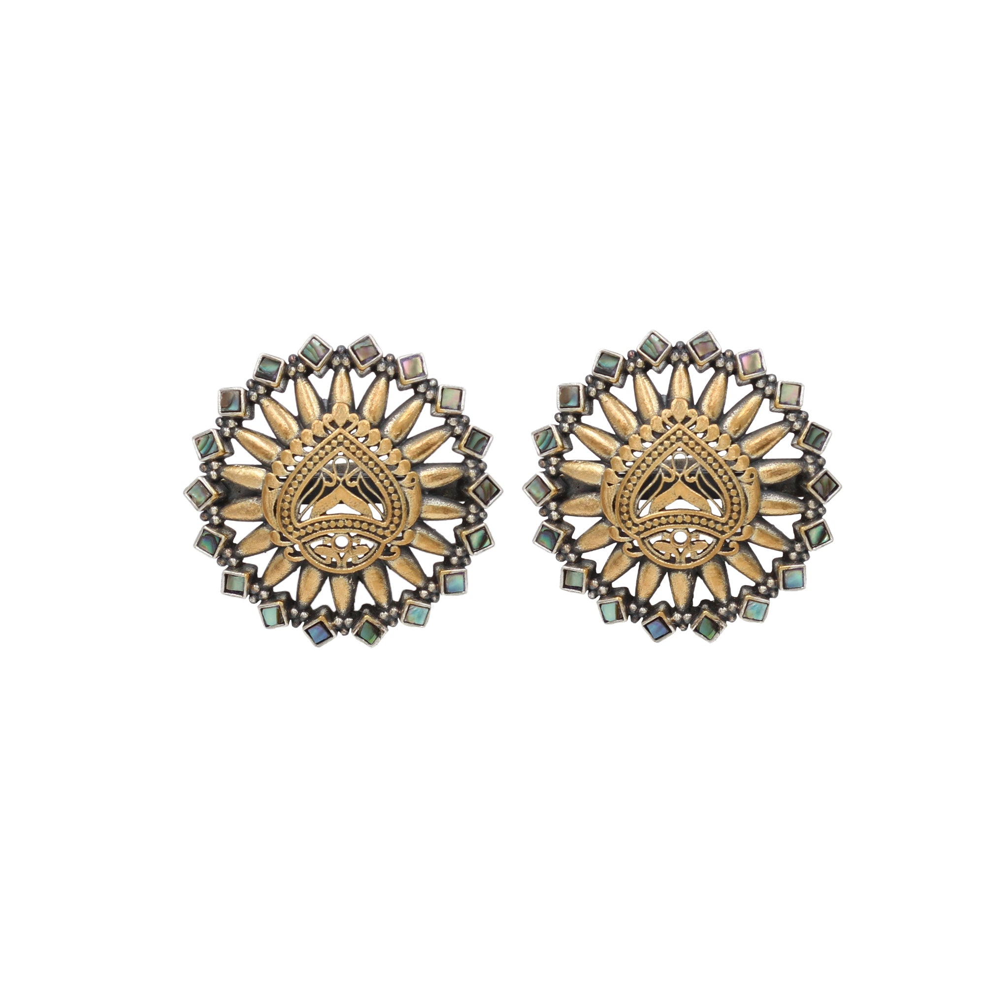 Luxe Shine: Sangeeta Boochra Gold-Plated Round Stud Earrings