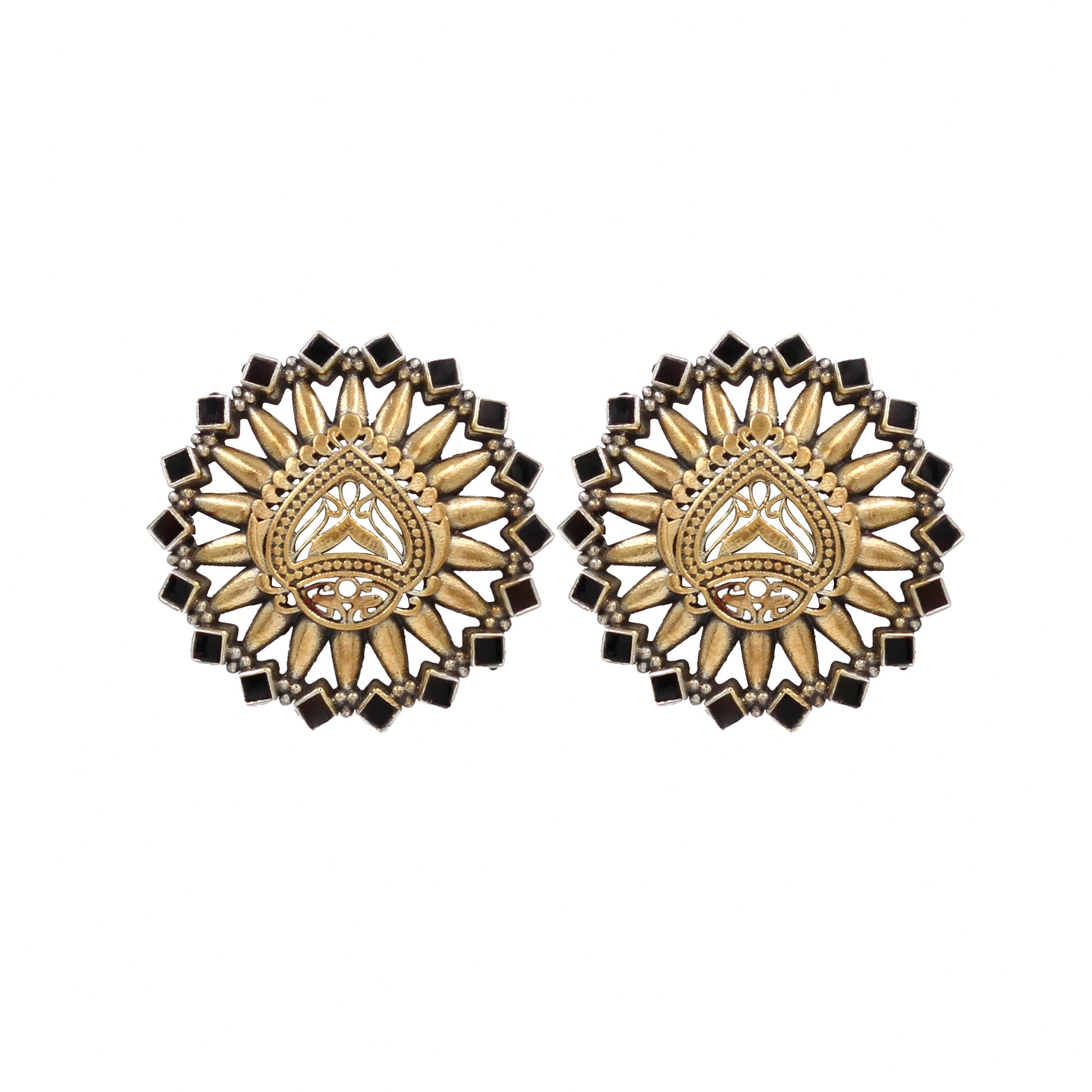 Sculpted Radiance: Sangeeta Boochra Gold-Plated Round Studs