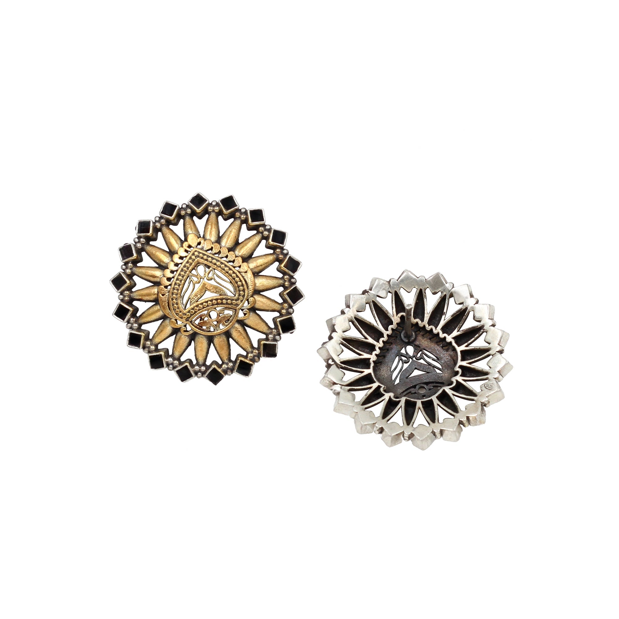 Sculpted Radiance: Sangeeta Boochra Gold-Plated Round Studs