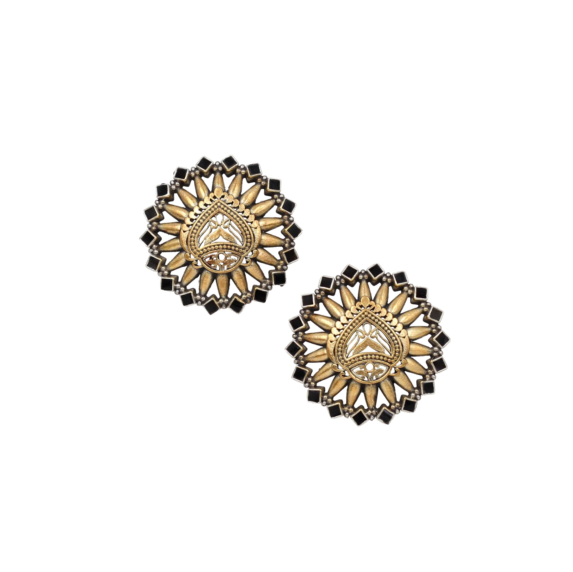 Sculpted Radiance: Sangeeta Boochra Gold-Plated Round Studs